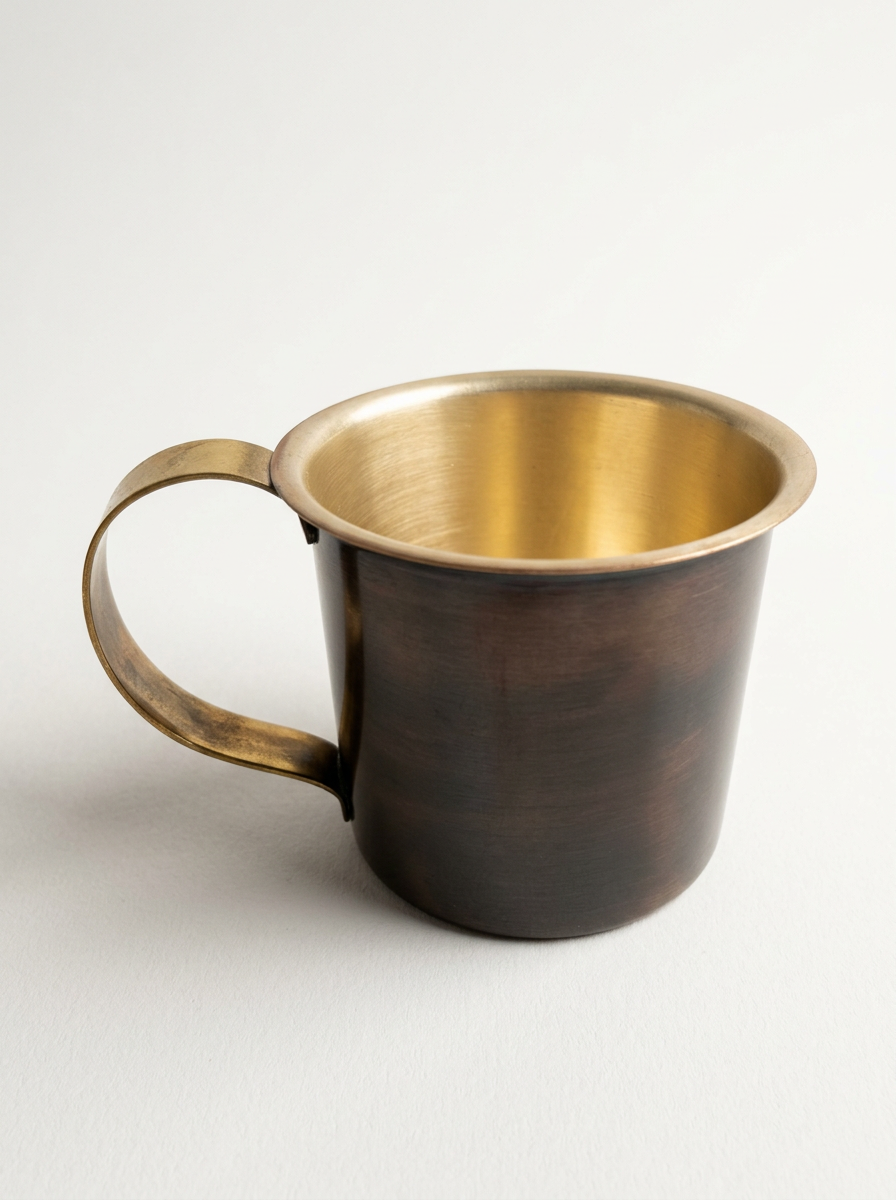 Blackend copper mule cocktail mug shown empty on a white back ground