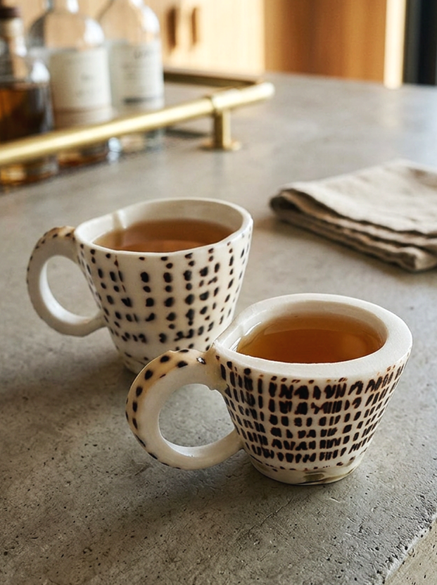 Set of seashell shot cups showing natural variations in shape and size