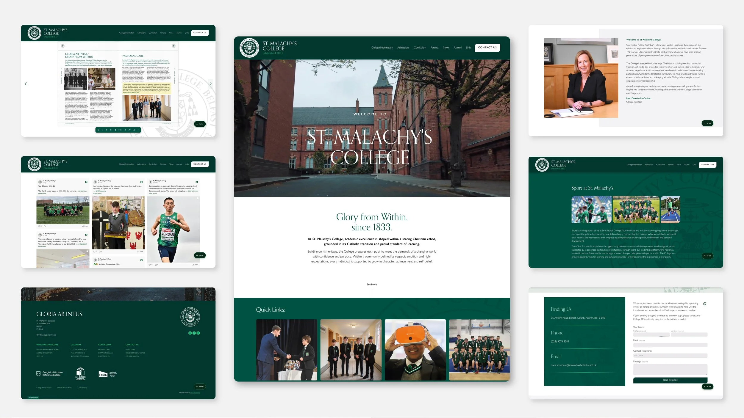 A Showcase of pages featured in the redesign of St Malachy's College Belfast Website by PRMT Marketing
