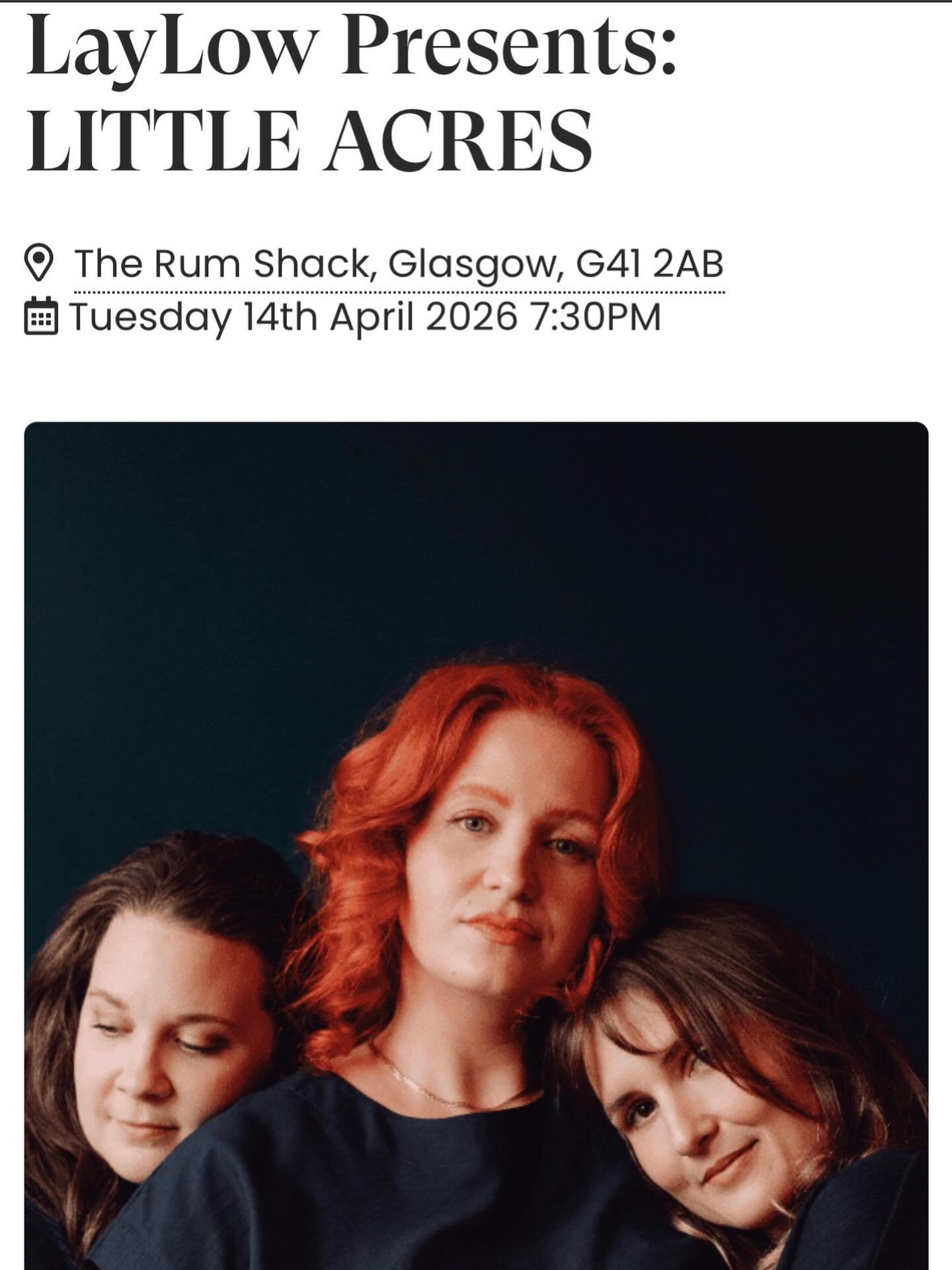 🚨🚨🚨🚨GIG ANNOUNCE 🚨🚨🚨🚨

We&rsquo;re back doing a full band show - our own tunes, and tunes we love, old and new. 14 April at the @therumshack for @laylow_glasgow 

We can&rsquo;t wait! Grab tickets now 

#glasgowmusic #glasgowmusicscene #scott