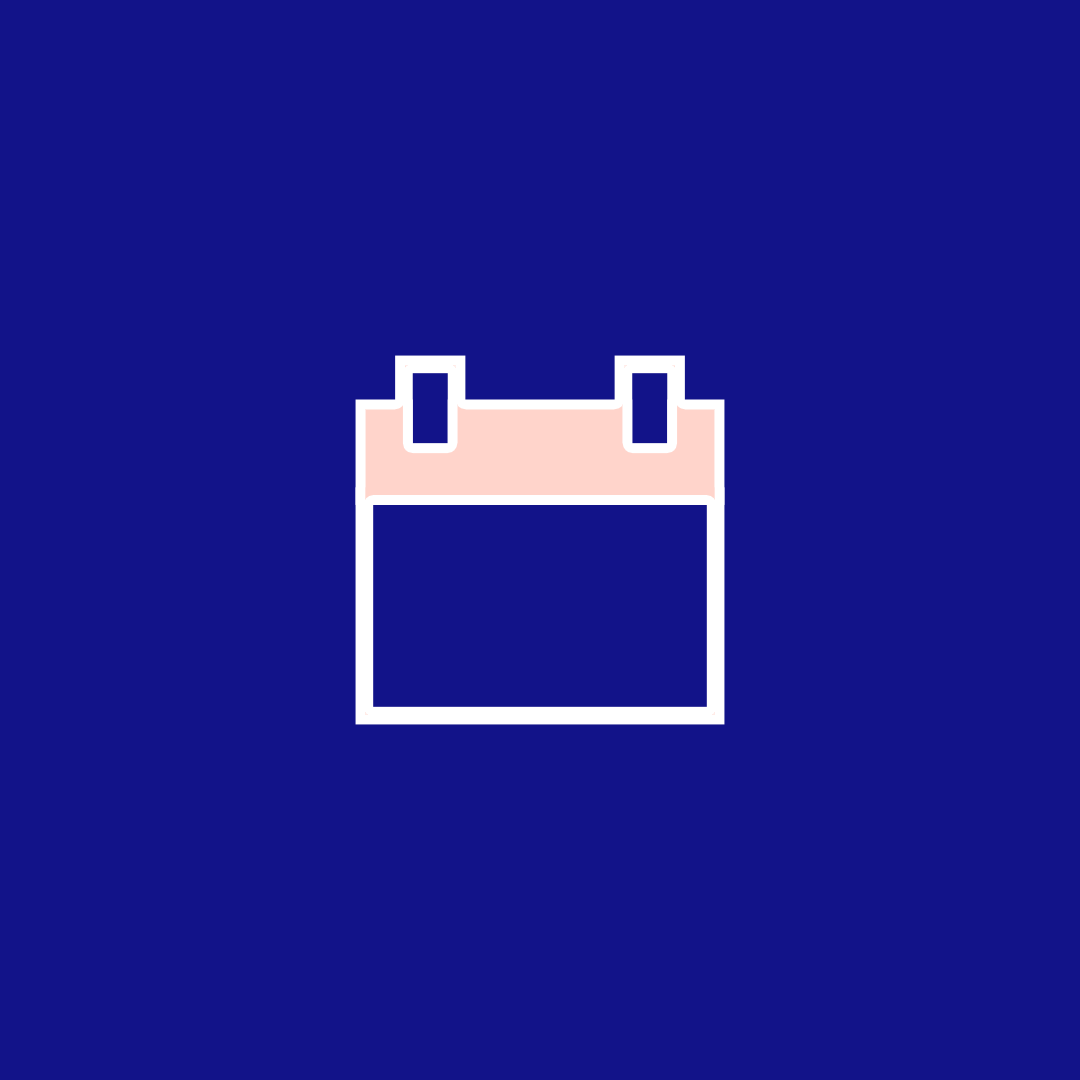 A simplified digital calendar icon on a dark blue background.