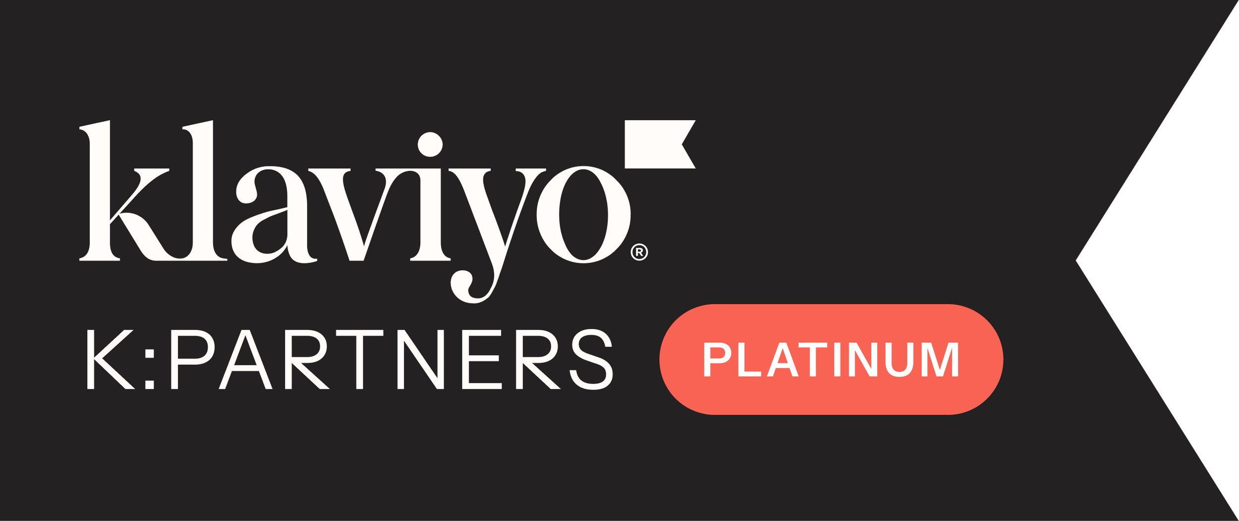 Klaviyo logo with 'K:PARTNERS' and a 'PLATINUM' badge in red on a black background.
