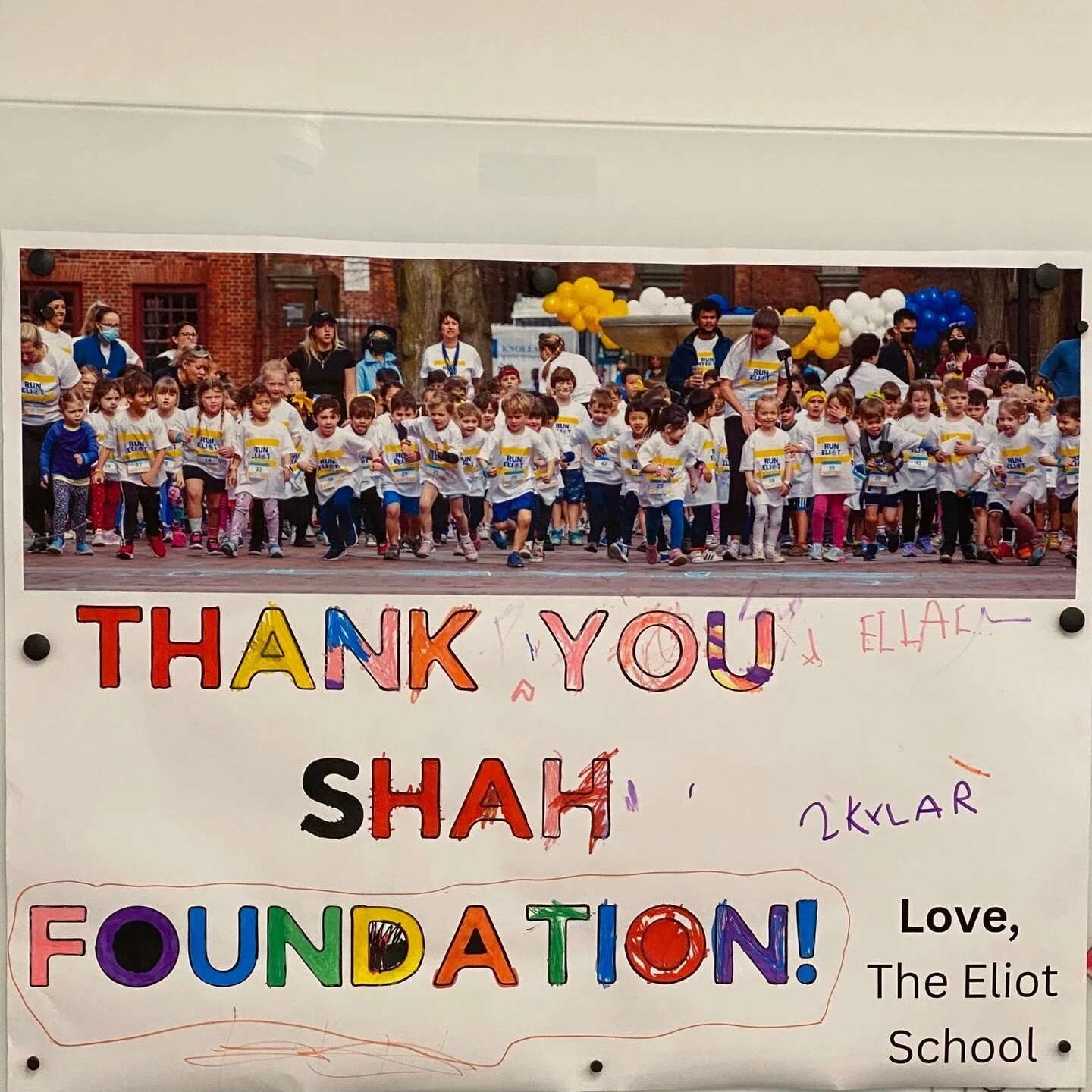Thank you to the students at @eliotk8school for making us these beautiful posters!⁠
⁠
We had a blast hosting you at our office to hear from some incredible @achillesboston athletes about running in the @bostonmarathon, and then running the marathon (