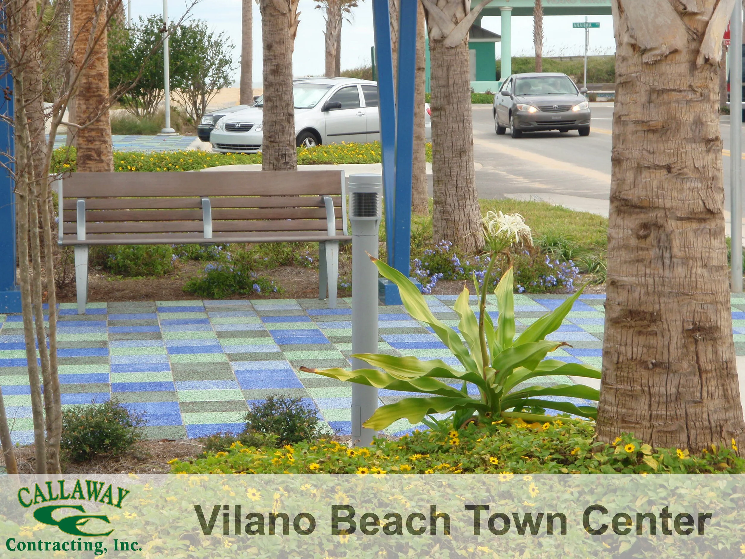 Vilano Beach Town Center Revitilization - Complete Renovation of Town Center. Full Infrastructure Rebuild. Many Beautification Features, Including Bell Tower, Fountains and LED lit Seat Walls