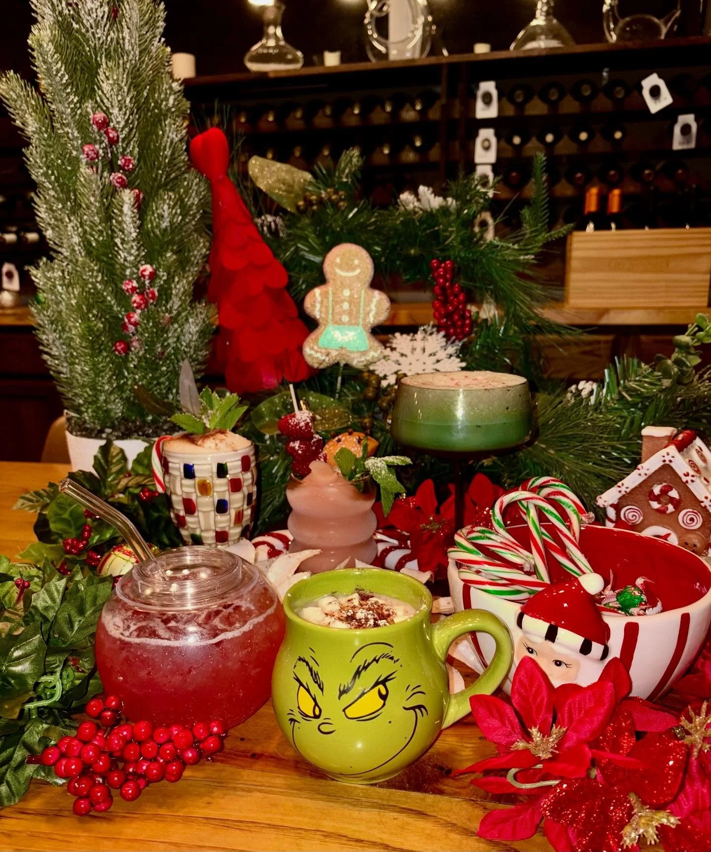 Here&rsquo;s a sneak peek at some of our holiday cocktail specials available only in our Christmas Yurts! 🎄🎁🍾

From bottom left to bottom right:
1. The Fah-Who-For-Aze made with tequila, candied plum syrup, edible glitter, and rosemary
2. Beezlenu