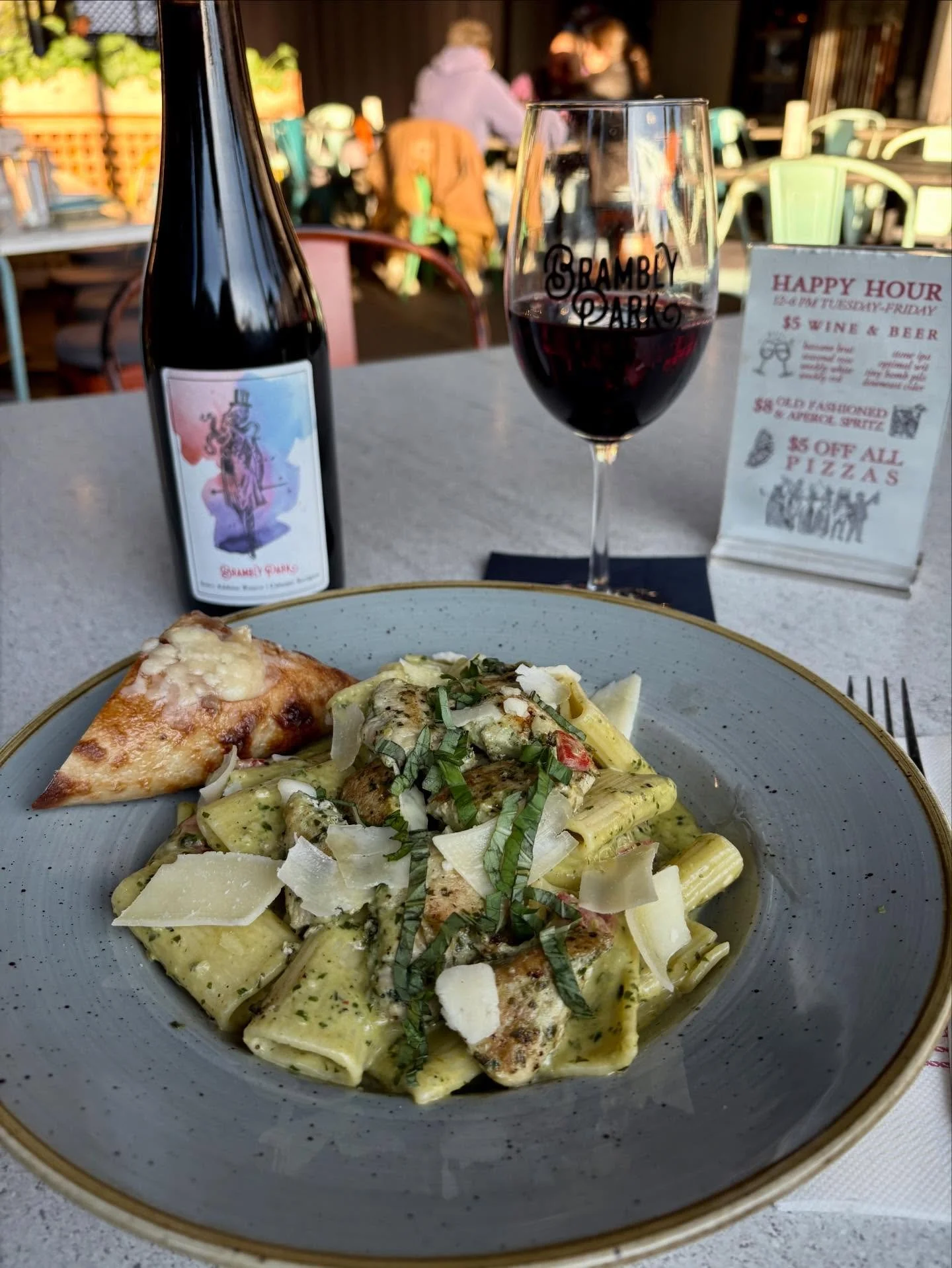 Come in for our Date Night Special after 7:30pm Tuesday-Sunday! For $45, enjoy an appetizer or dessert, two entrees, and a bottle of Brambly wine 🍷 the Rigatoni and Pesto is one of our favorites and best-sellers on the menu, stop by try it for yours