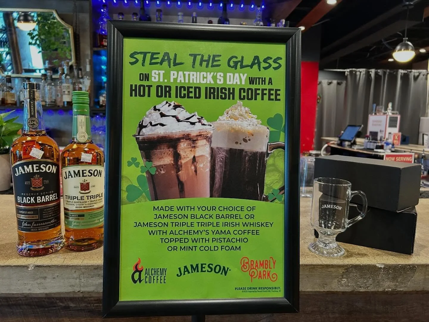 Come in tomorrow 03/17 for an iced or hot @alchemyrva coffee with your choice of Jameson Black Barrel or Jameson Triple Irish Whiskey! Topped with house-made pistachio or mint cold foam! 🍀☕️

#brambleon #rvacoffee #bramblypark #jamesonirishwhiskey