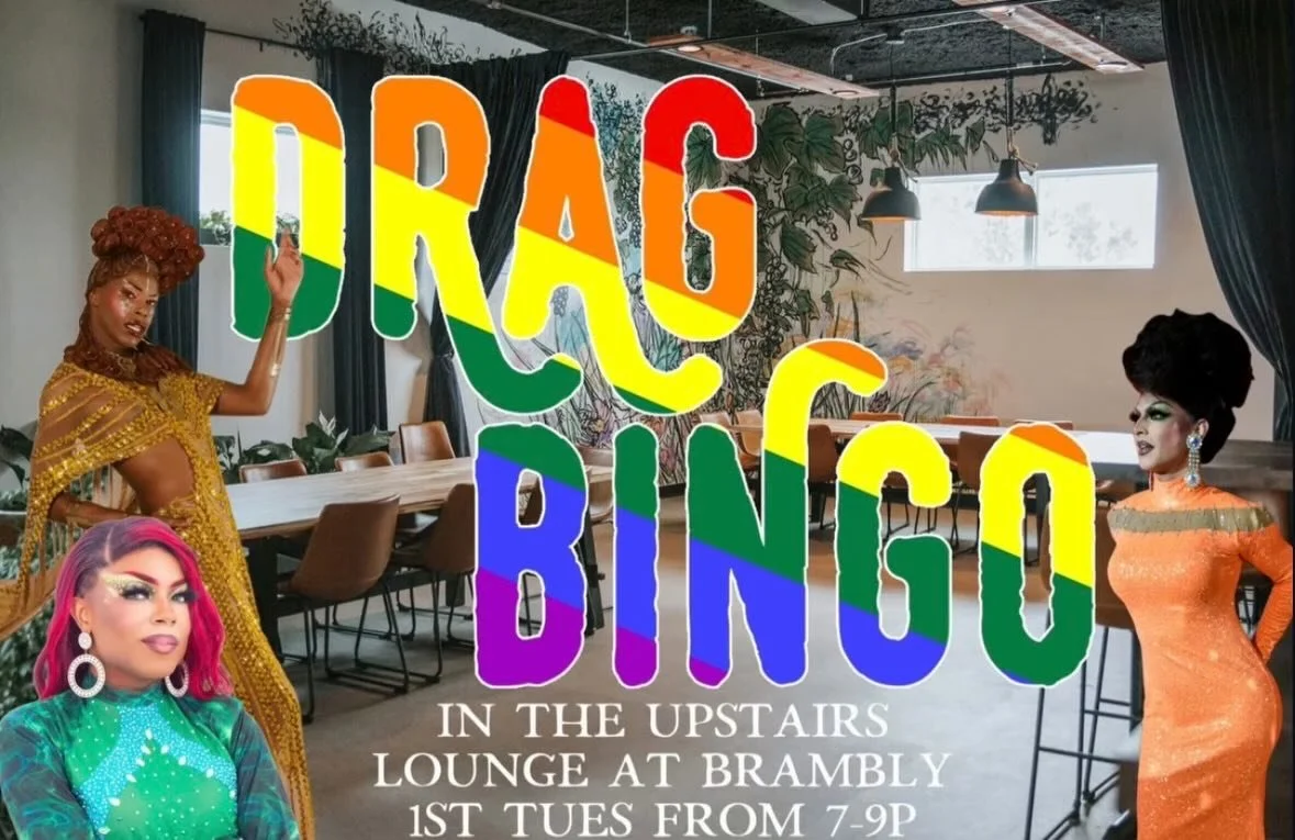 Drag Bingo tomorrow night, Tuesday 04/07 upstairs in the lounge! The first Tuesday of each month, 7-9pm with @michellelivigne and her stunning friends ✨🍾 Start your week off with great food, drinks, performances, and prizes! 🏆

#rvadine #brambleon 