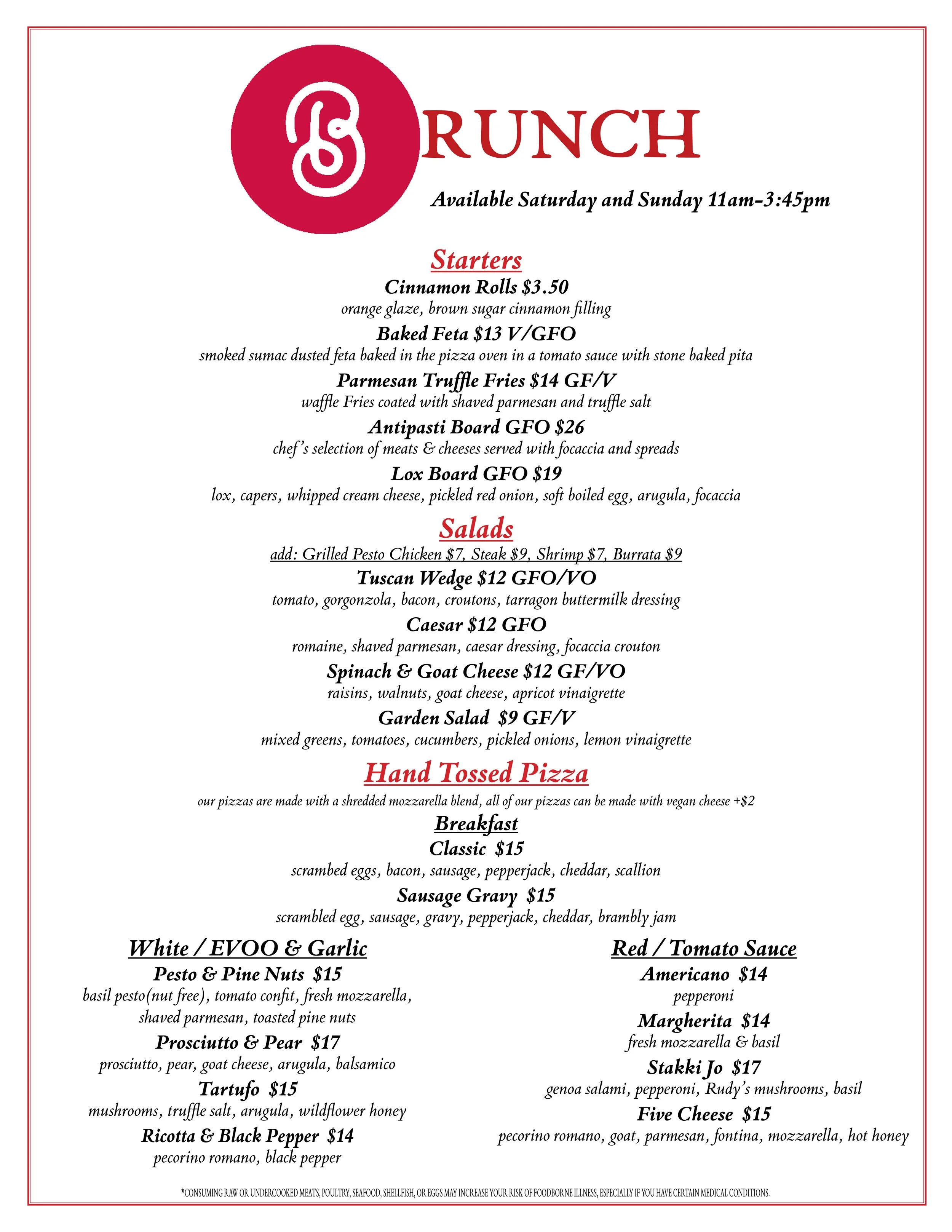 Bari Brunch Menu — Brambly Park