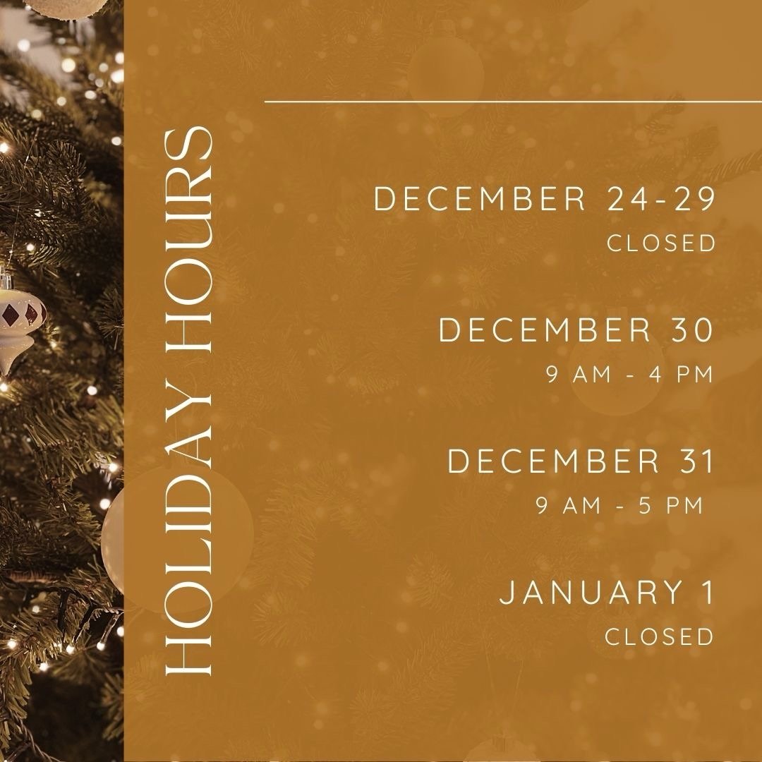 ✨Holiday Hours✨we will be taking a little break so our team can rest + spend time with their families this season! Wishing you + yours a cozy holiday season🤎Thank you for being a part of our community, we appreciate you!