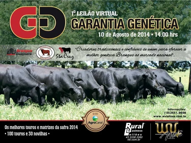 1º Leilão Virtual Garantia Genética acontece no dia 10 de Agosto com exemplares dos criatórios mais tradicionais