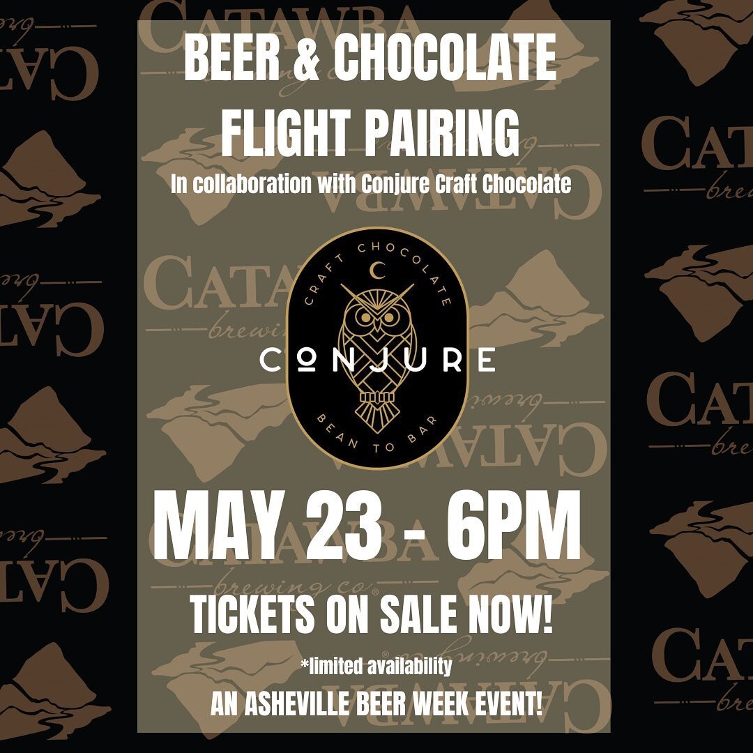 Mark your calendars and get your ticket!! We&rsquo;re teaming up with @catawbabrewing_avl for a beer and chocolate pairing!! Four beers and four chocolates get your taste buds dancing! 🕺🏿Space is limited so hurry! 
Link in bio for tickets!!

#craft