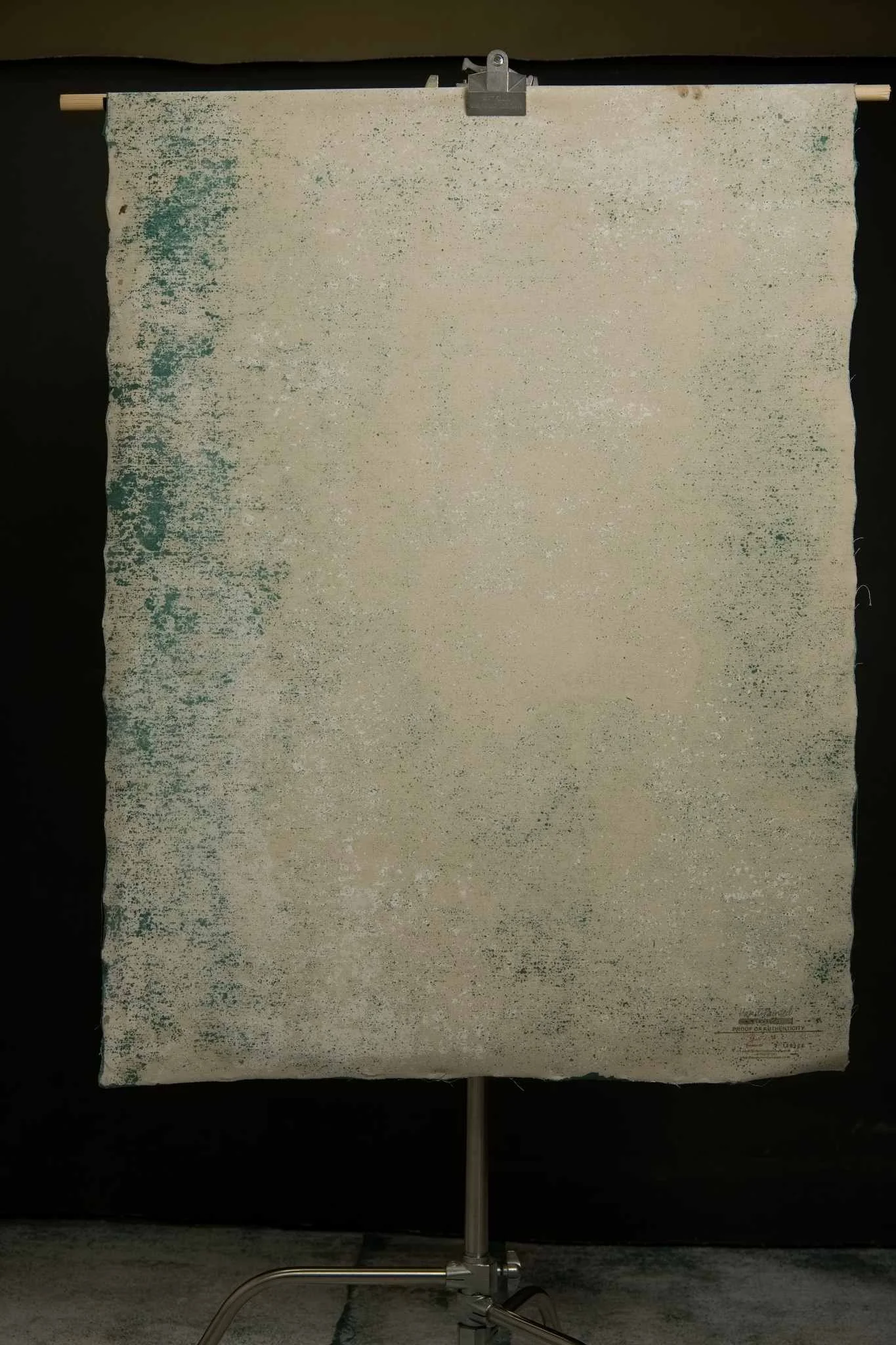 Sage green hand painted canvas photography backdrop 100x135cm - canvas edge view