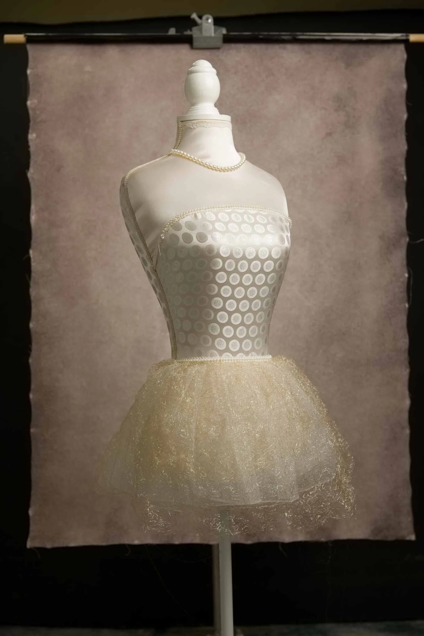 Brown hand painted canvas photography backdrop 100x135cm - dress form styled shot