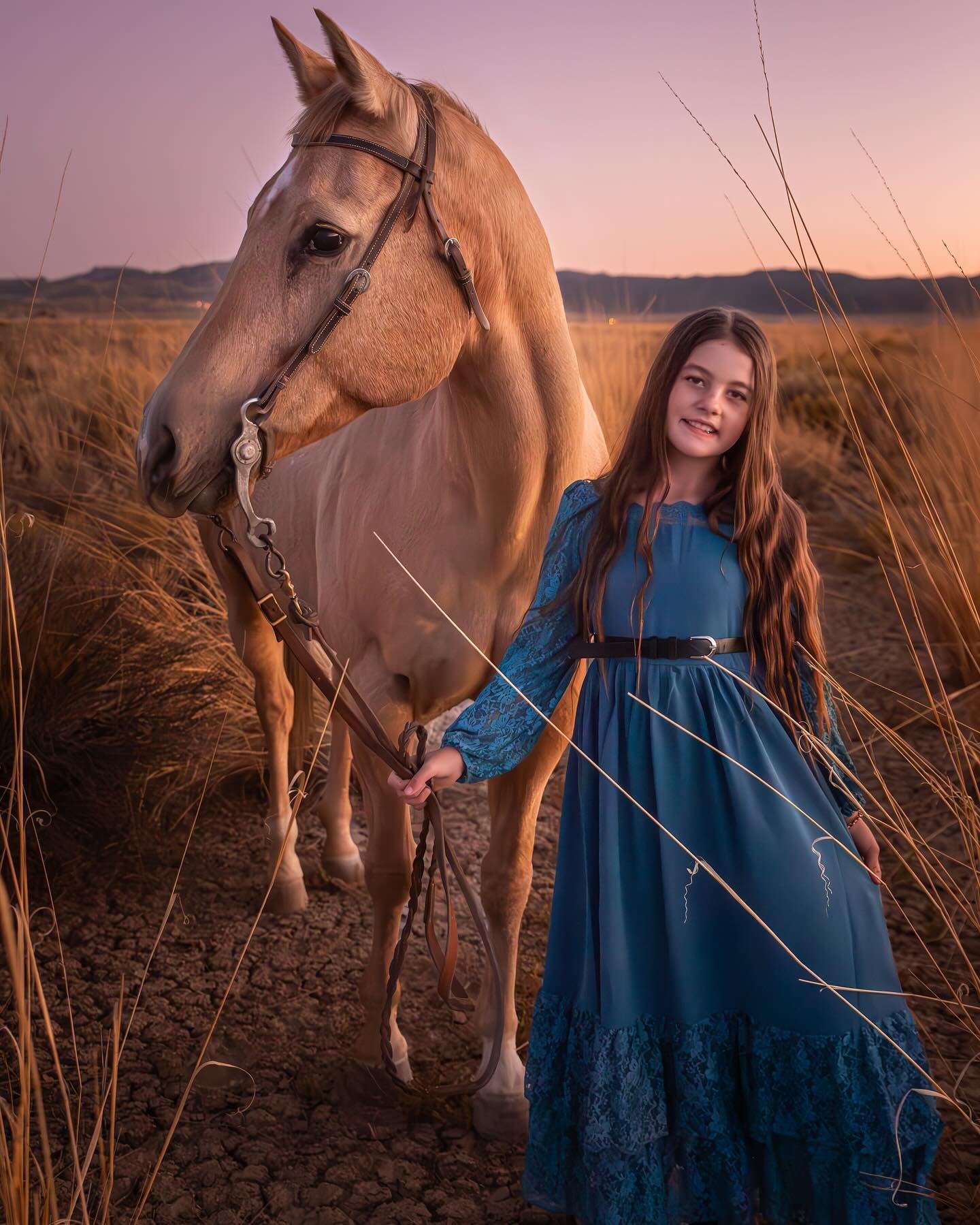 A before and after. I purposely shot it dark to not lose the details and colors in the sky when we were chasing the soft sunset light. 

Also- Happy Birthday to this girl! Avery is horse obsessed, sweet and sassy, smart and kind, tomboy and all girl-
