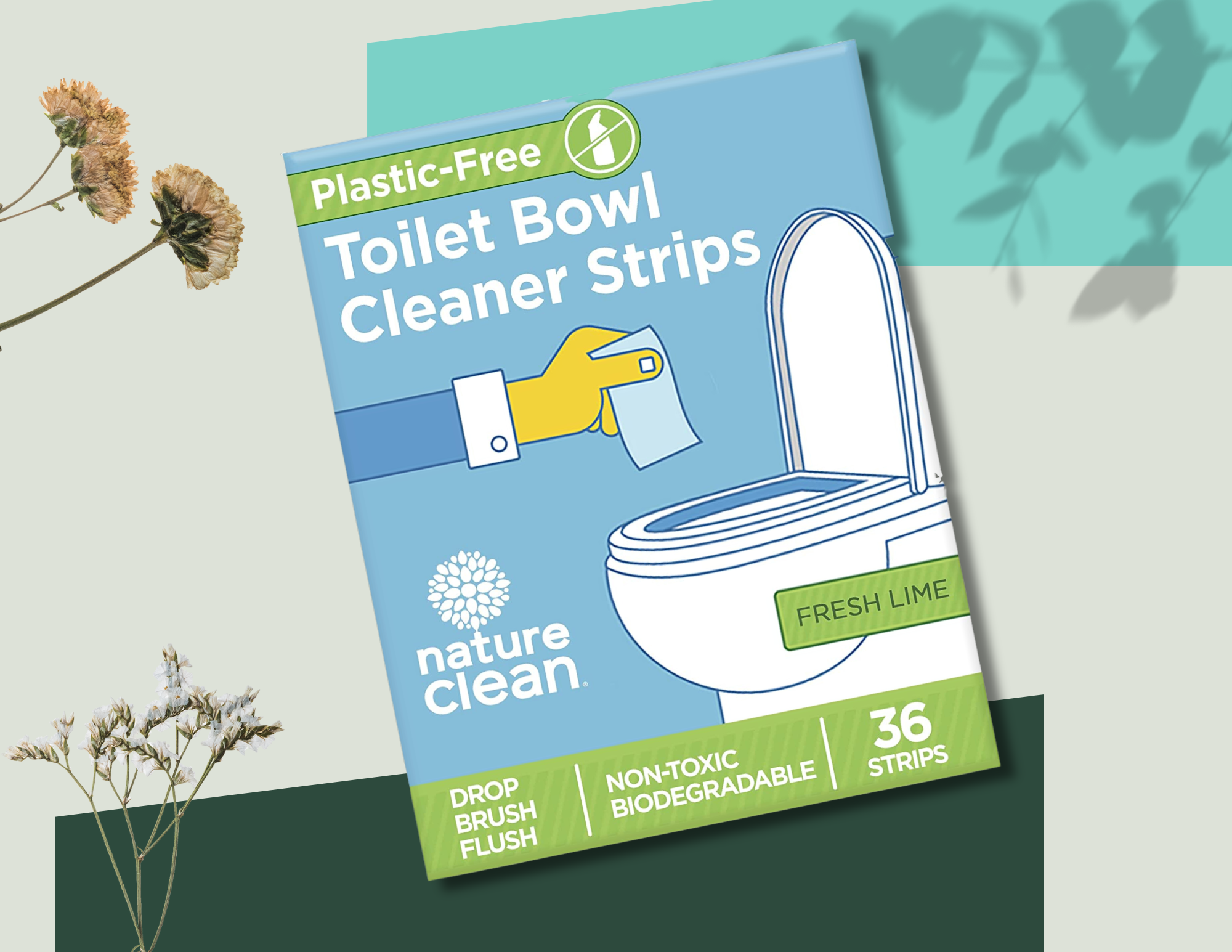 Nature Clean Toilet Bowel Strips | Green, Plastic-Free Eco-friendly Toilet Bowl Cleaner 