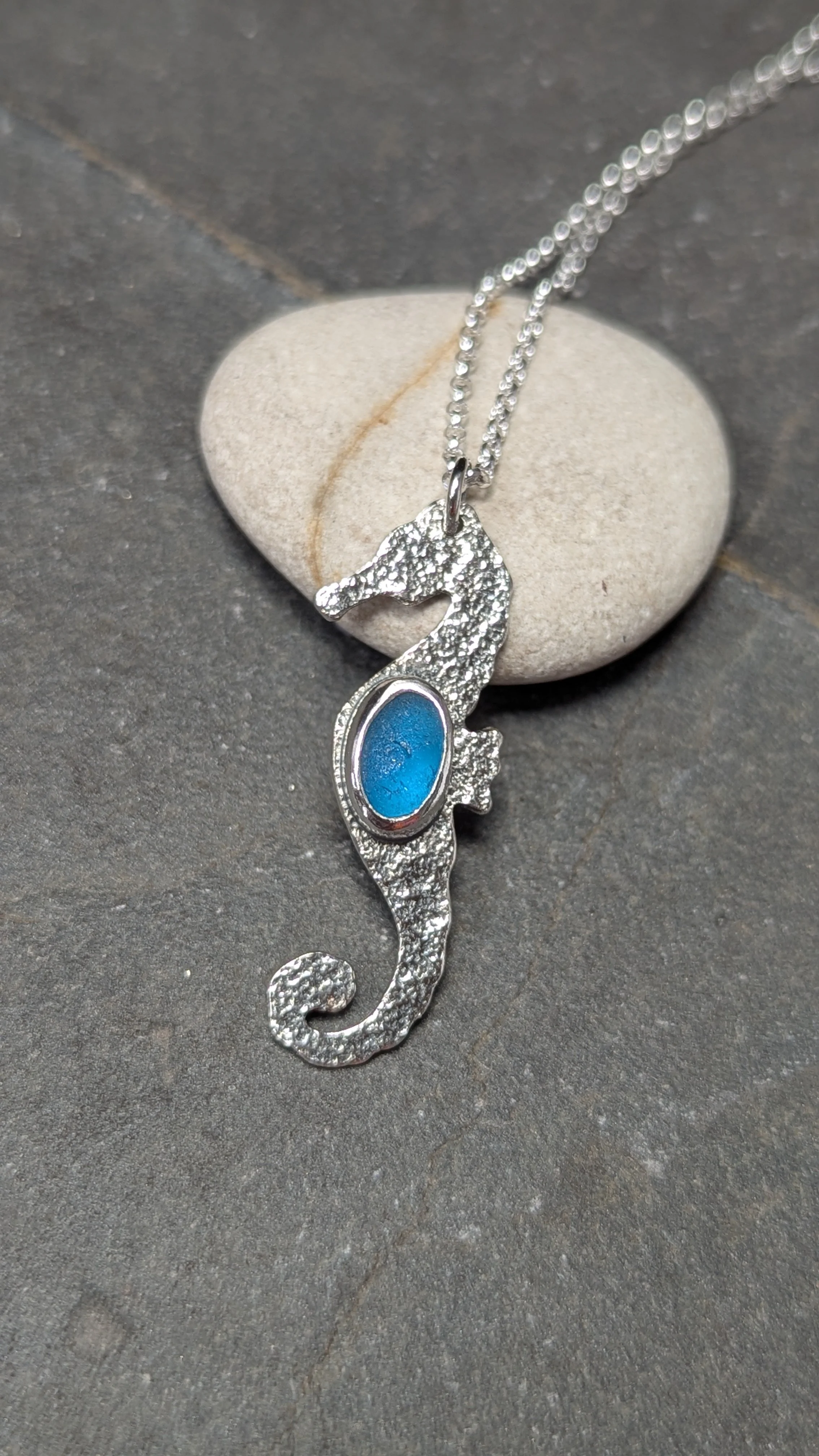 Seaglass Seahorse Pendant by Jules Hallum