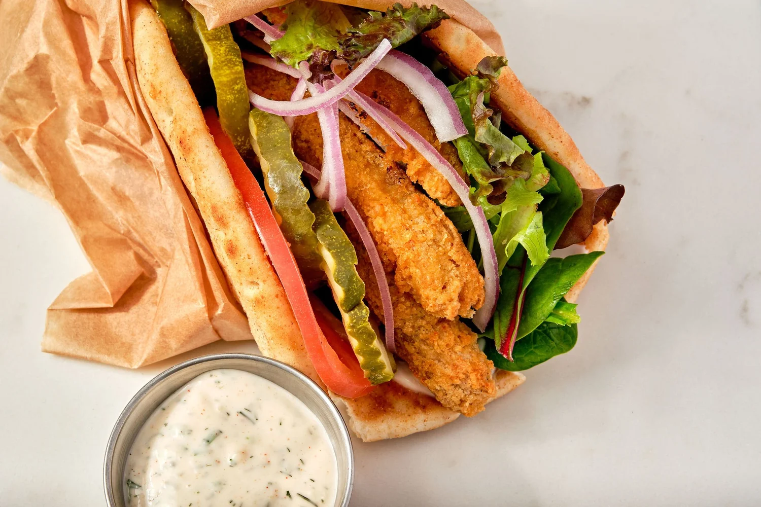 Fresh plant-forward meal at The Kitchen by Cooking with Que in Detroit