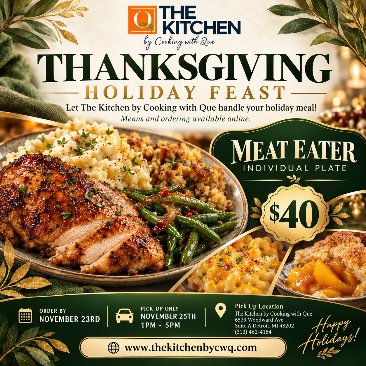 Meat Eater Individual Plate - Thanksgiving Holiday Feast