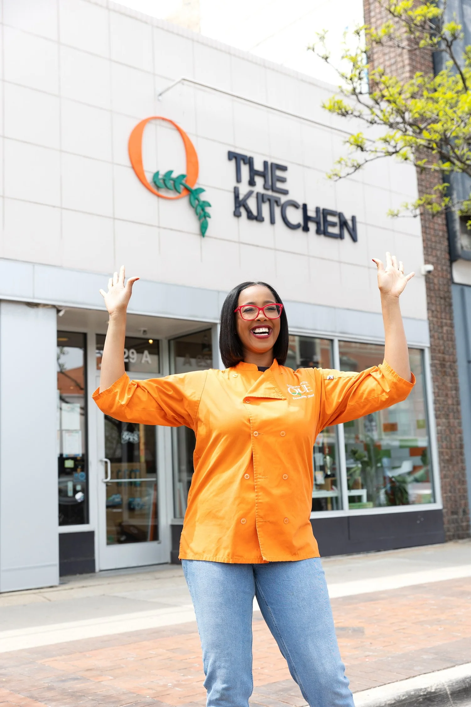 Chef Que outside The Kitchen by Cooking with Que café and restaurant on Woodward Avenue in Detroit