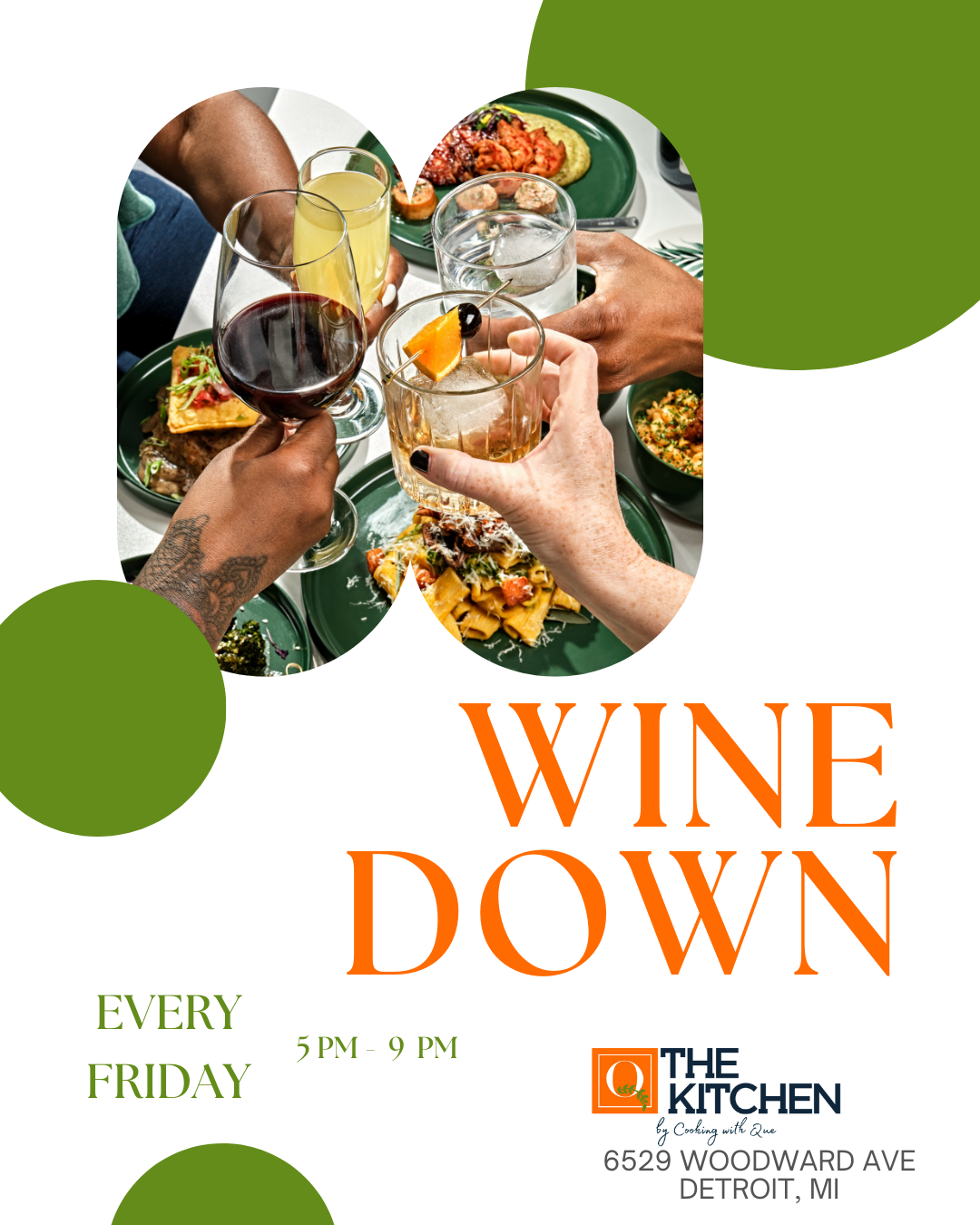 Wine Down event inspiration from The Kitchen by Cooking with Que in Detroit