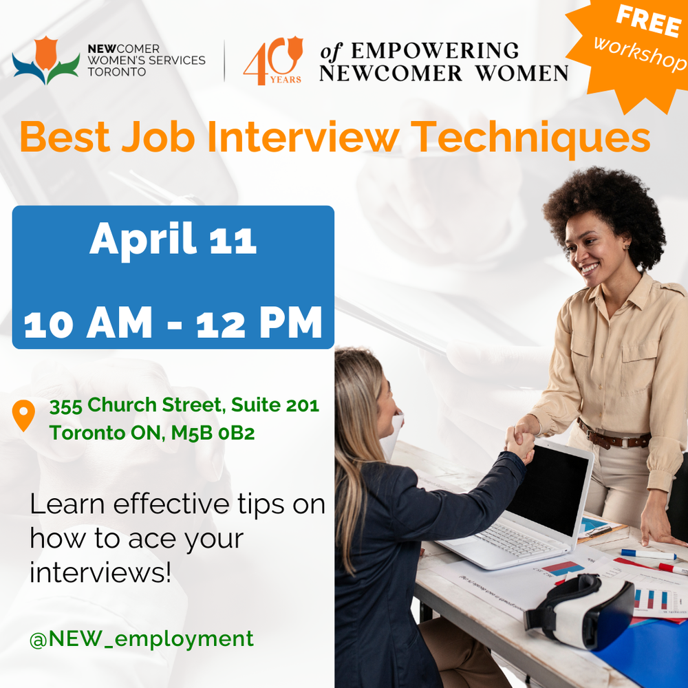 Best Job Interview Techniques Workshop — Newcomer Women's Services