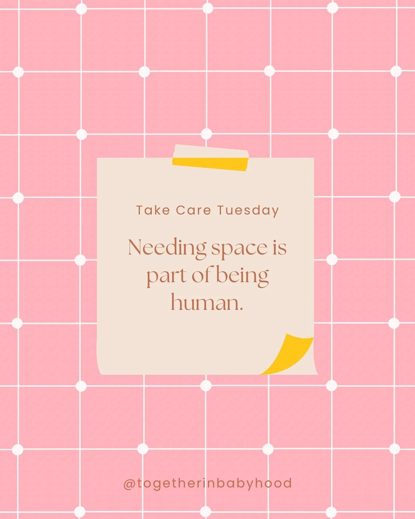Every Tuesday, we share a gentle reminder that caring for you is caring for your baby, too.

✨ Today&rsquo;s reminder: Needing space is part of being human. 

Let this be your permission slip to take a minute and do your own thing today.

You don&rsq