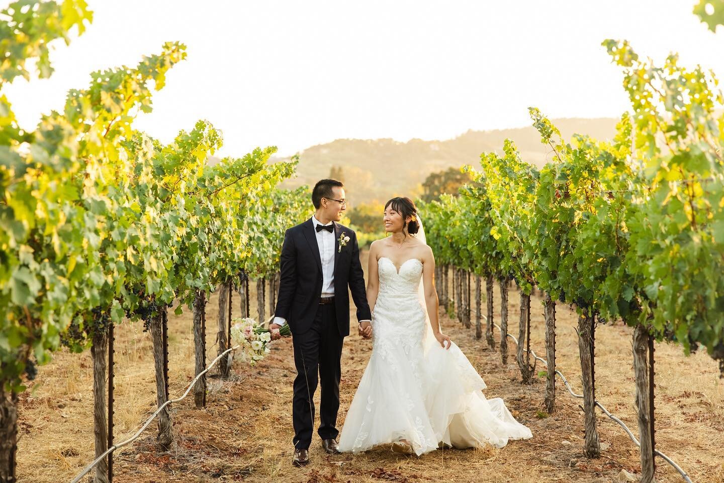 Ah, golden hour in Wine Country with this sweet couple! Loved working with @milestoneeventsgroup @chateaustjean @ppwinecountry