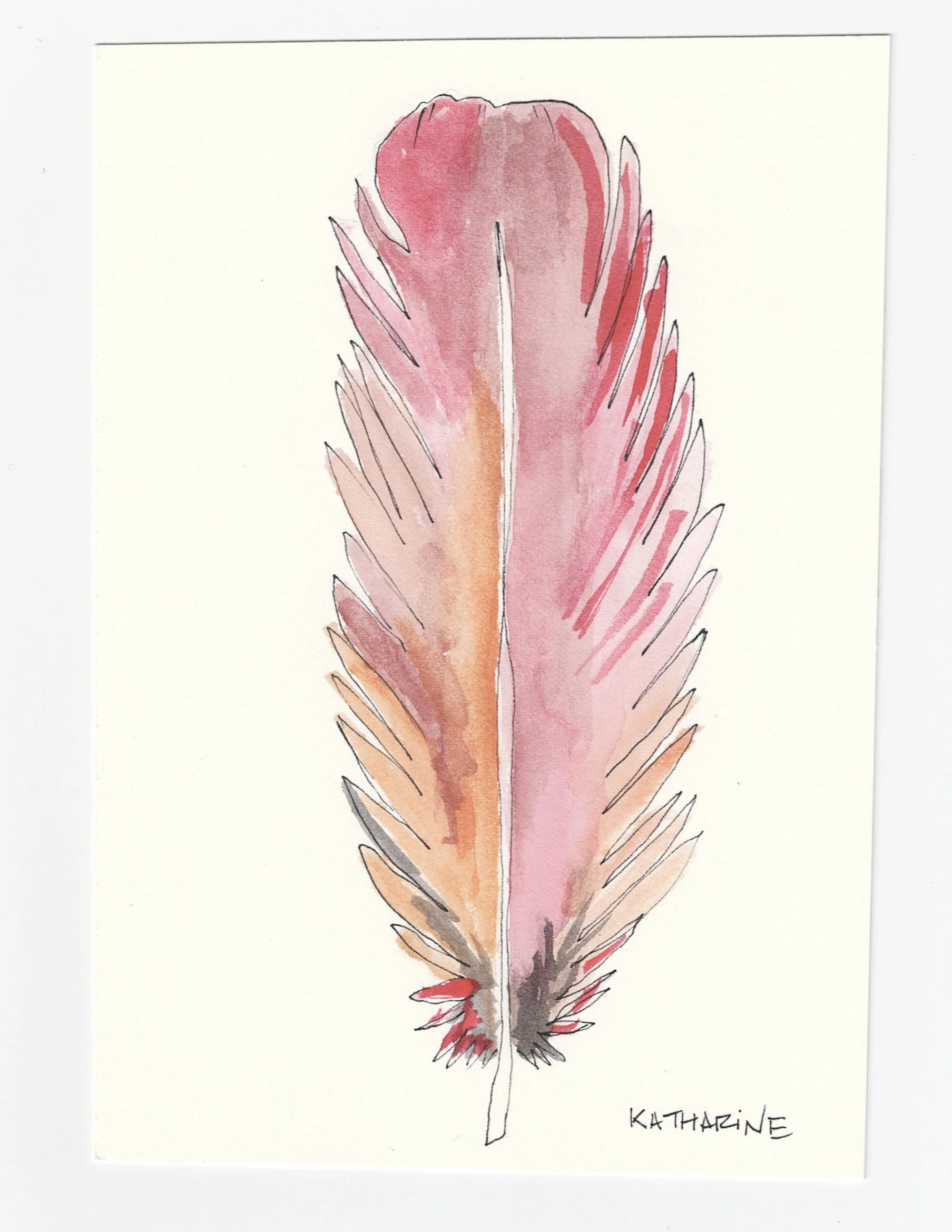 Red Watercolor Feather