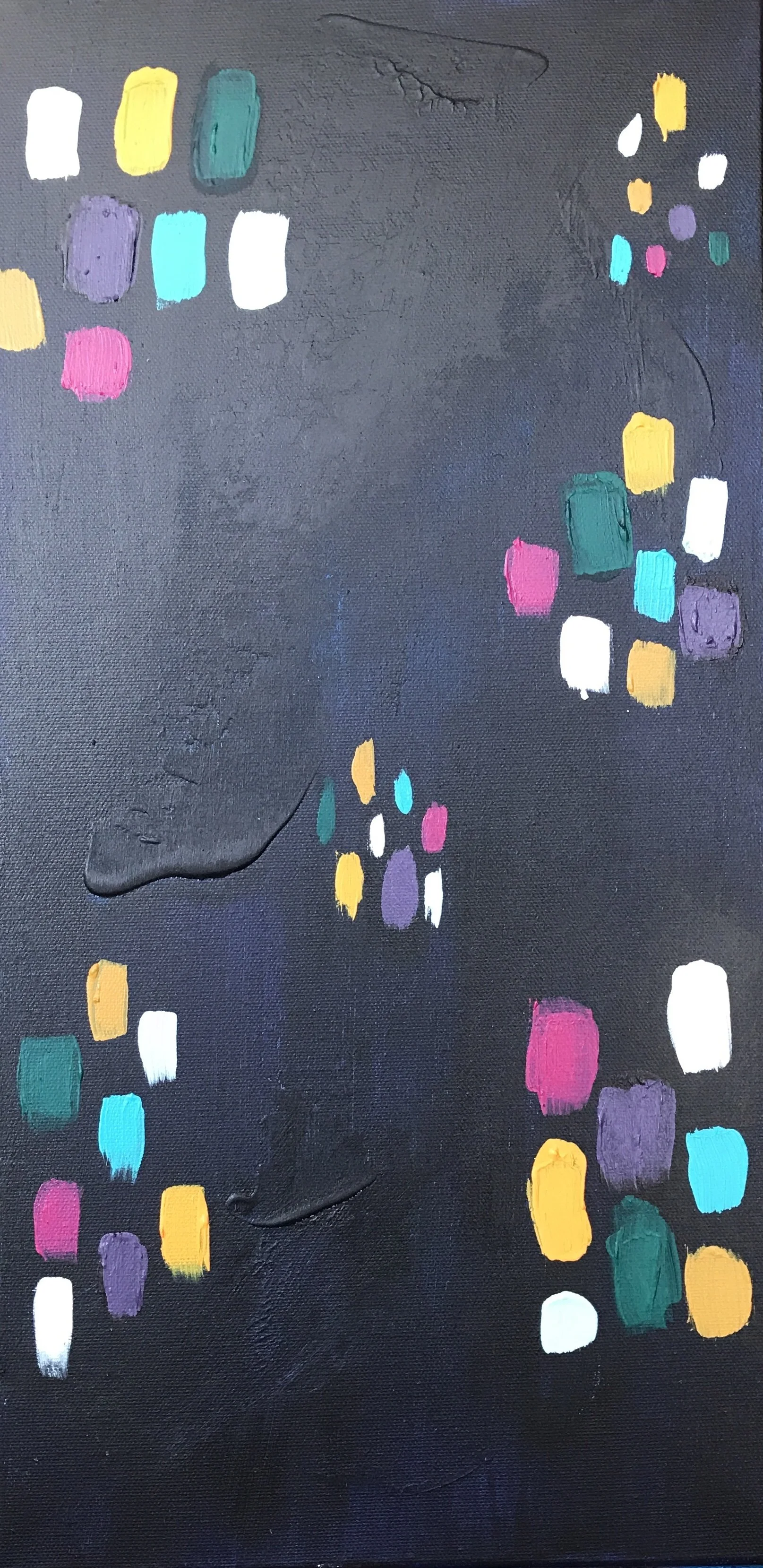 Lights: At Night (1B)| Acrylic on Canvas | 10” x 20” | Destroyed in Winter St. Studio Fire