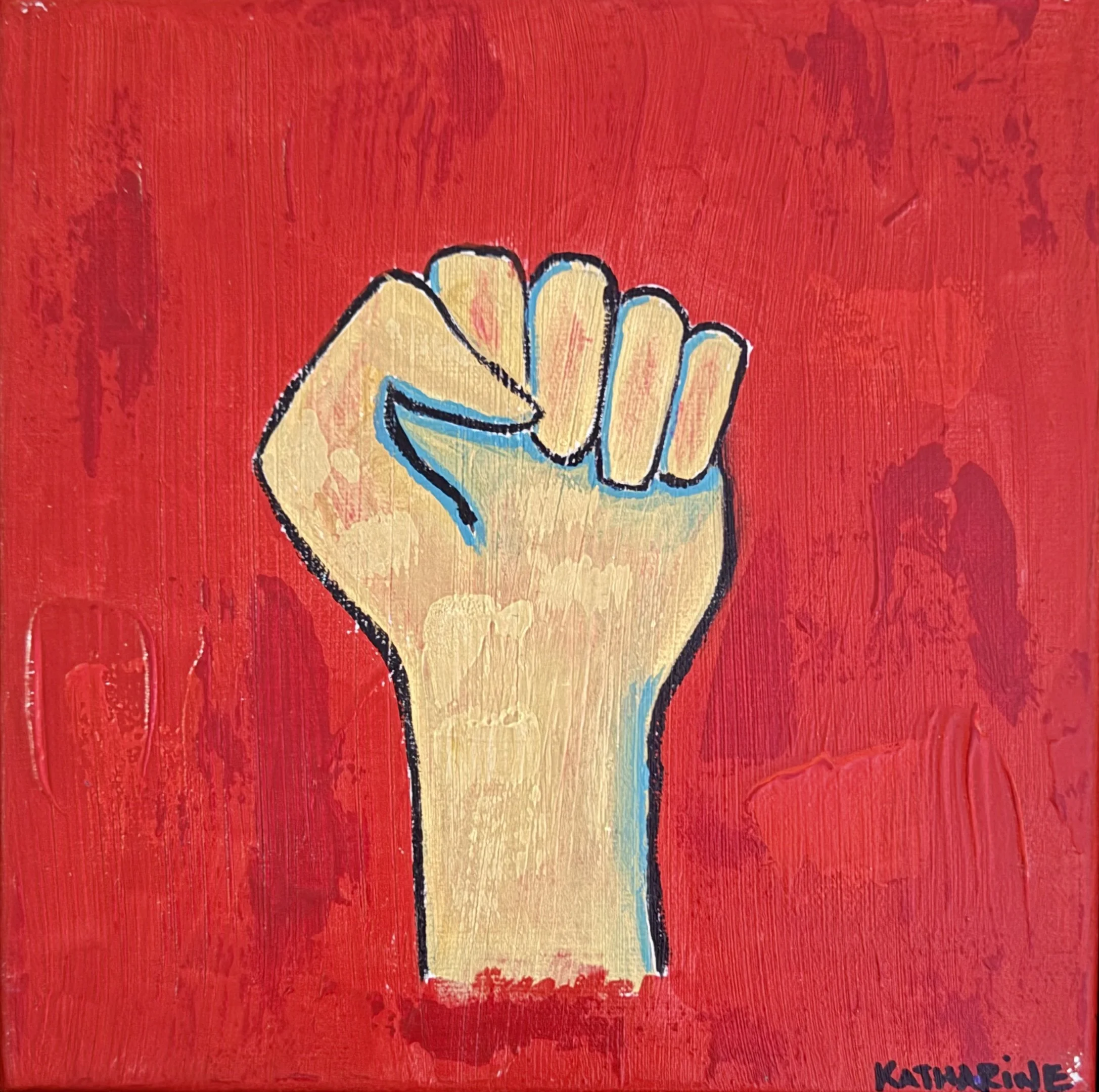 La Lucha | 8" x 8" x 2.5" | Acrylic on Canvas sitting in a black floating frame | SOLD