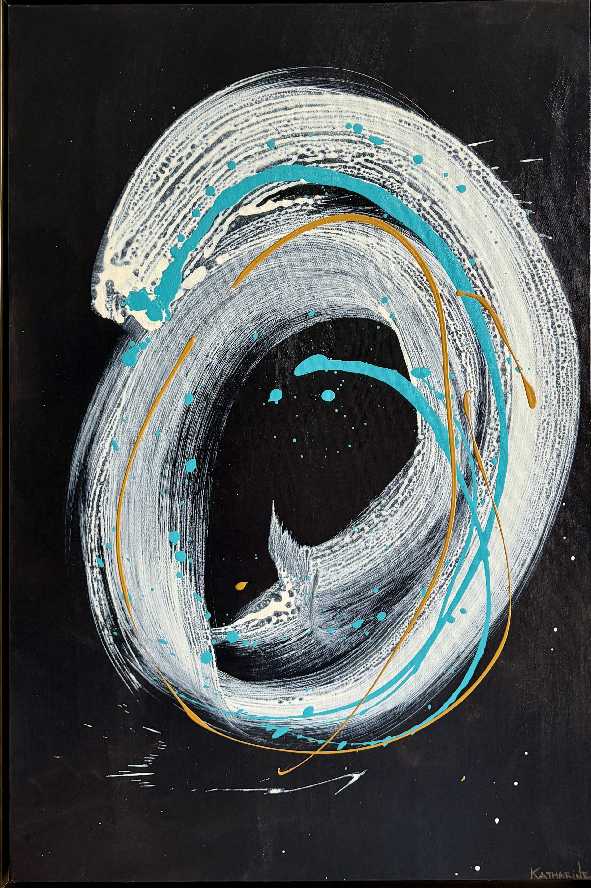 Wound UP | Acrylic on Canvas | 36" x 24" sitting in a brass colored aluminum frame  | SOLD