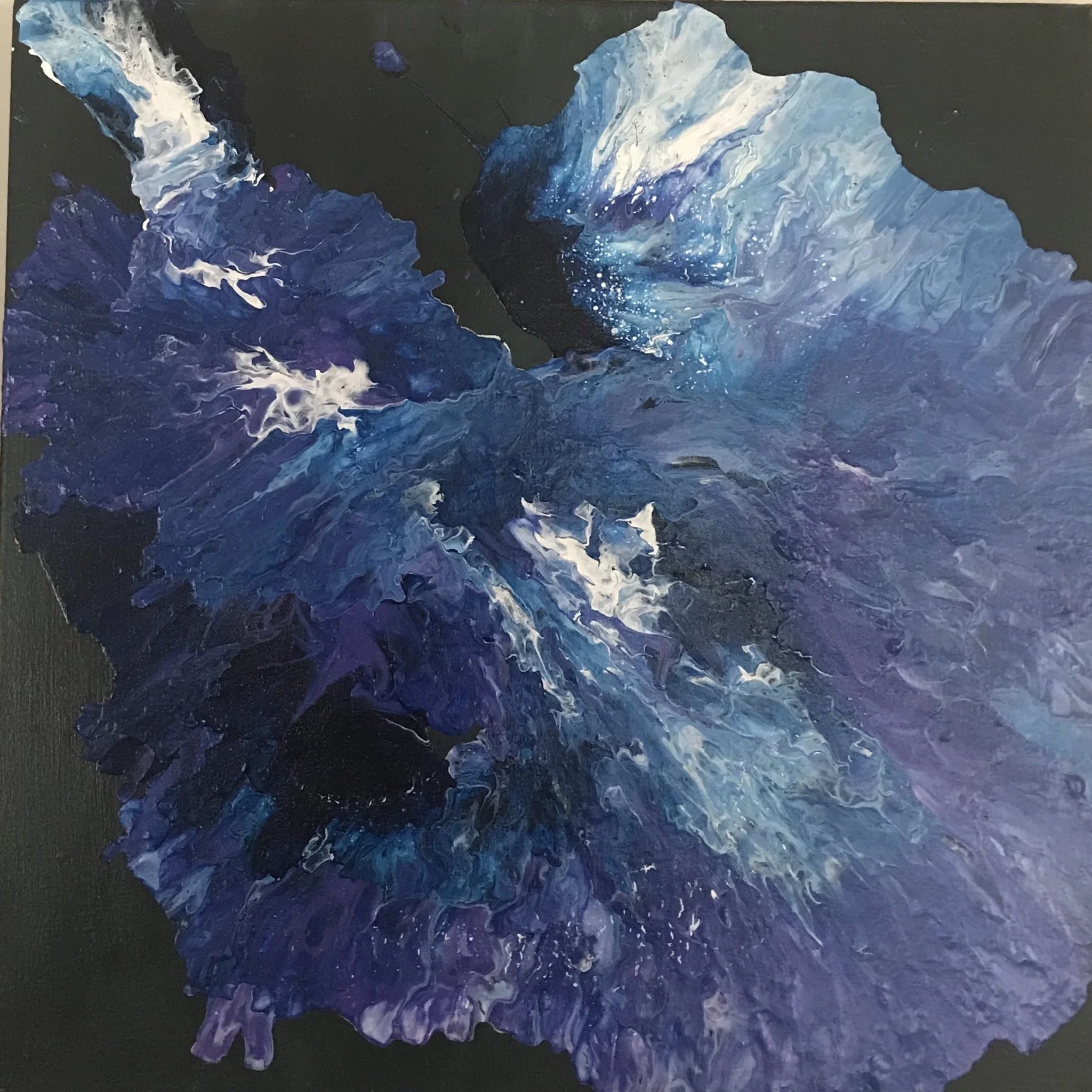 Dark Night | Mixed Media on Canvas | 20” x 20” | Destroyed in Winter St. Studio Fire