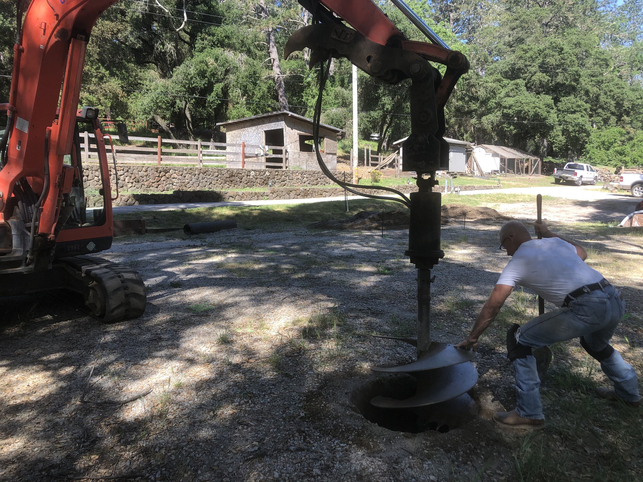 Chris Goodenough drilling the holes.
