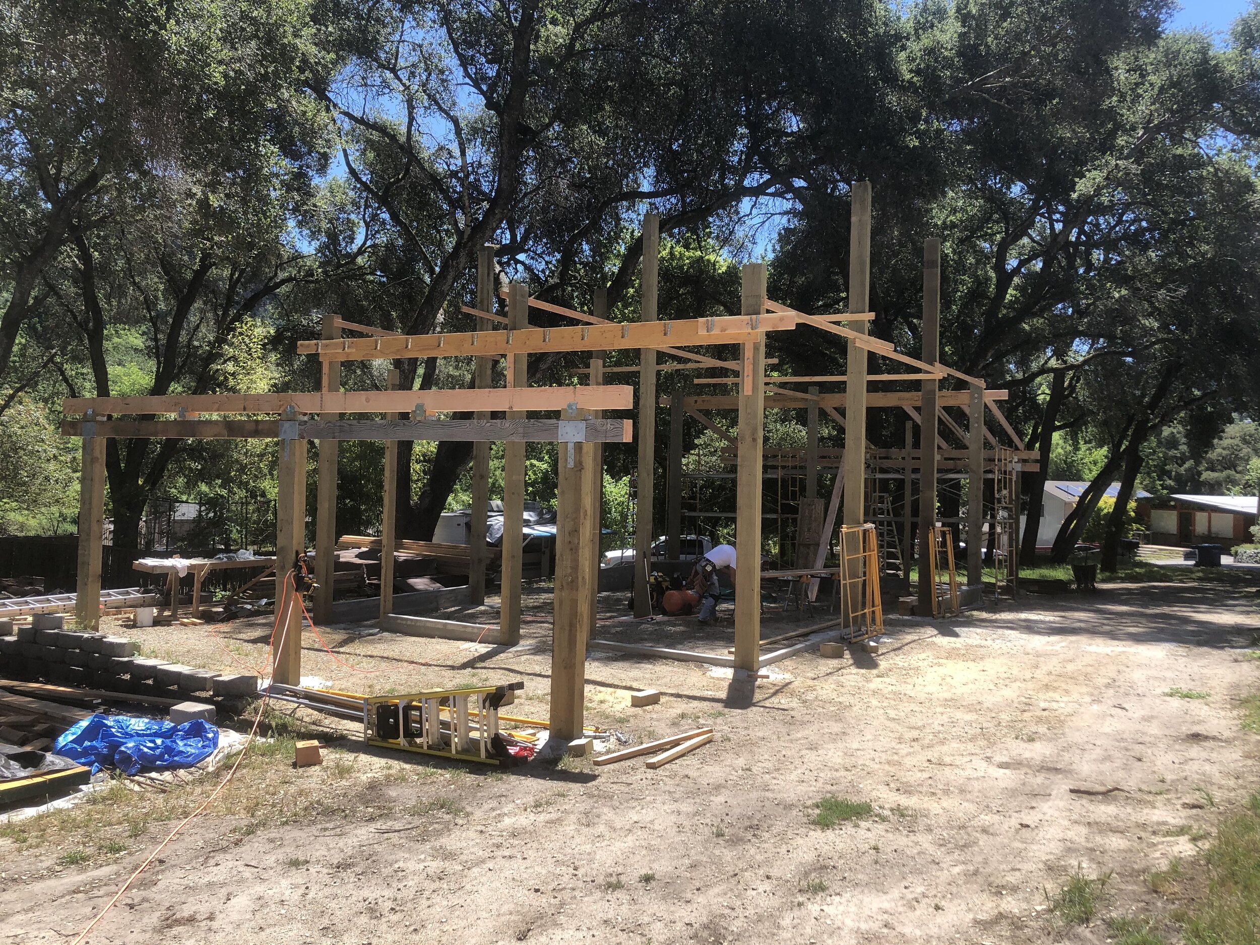 Getting ready for rafters.