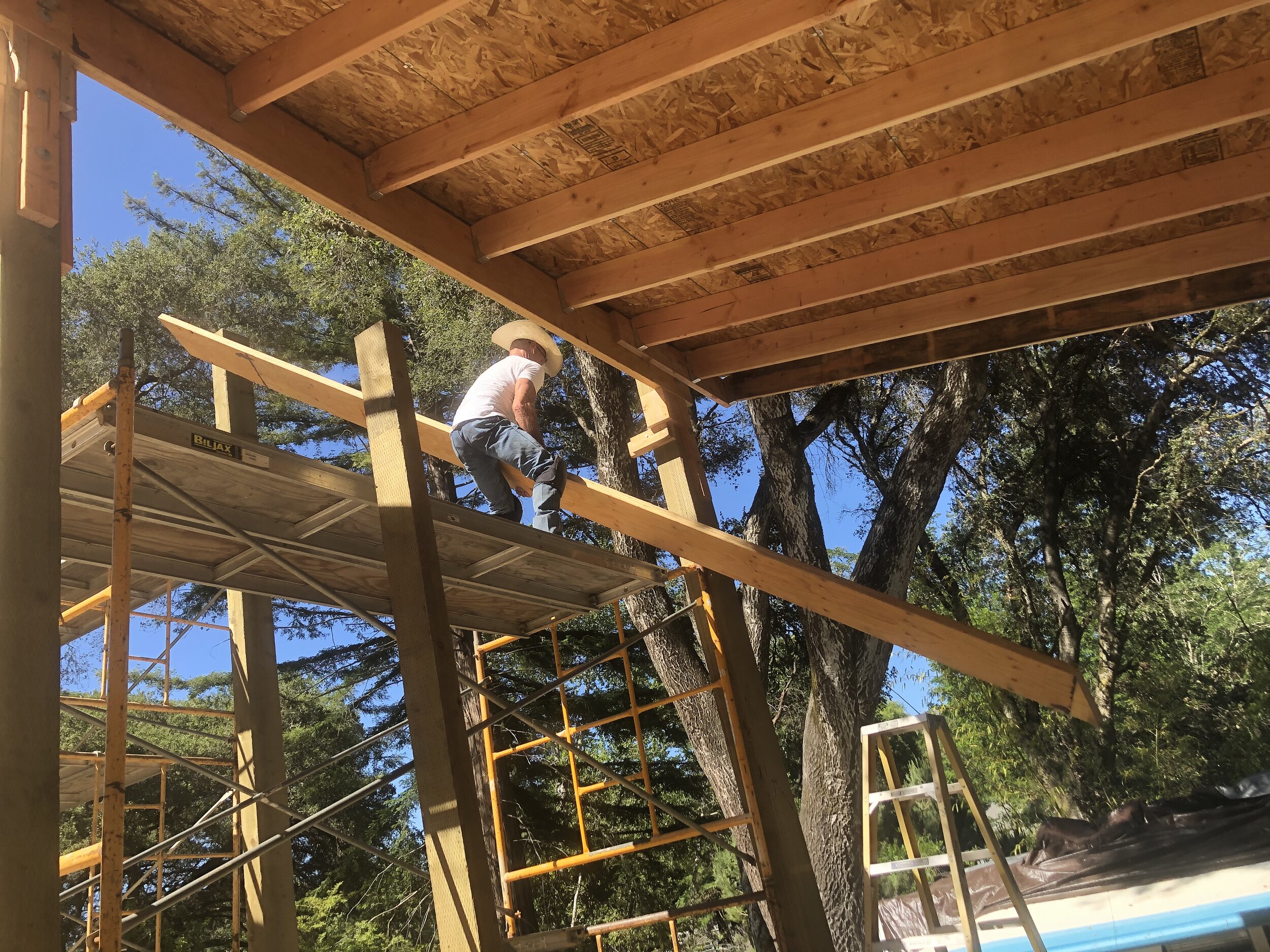 Hauling up the LVL.