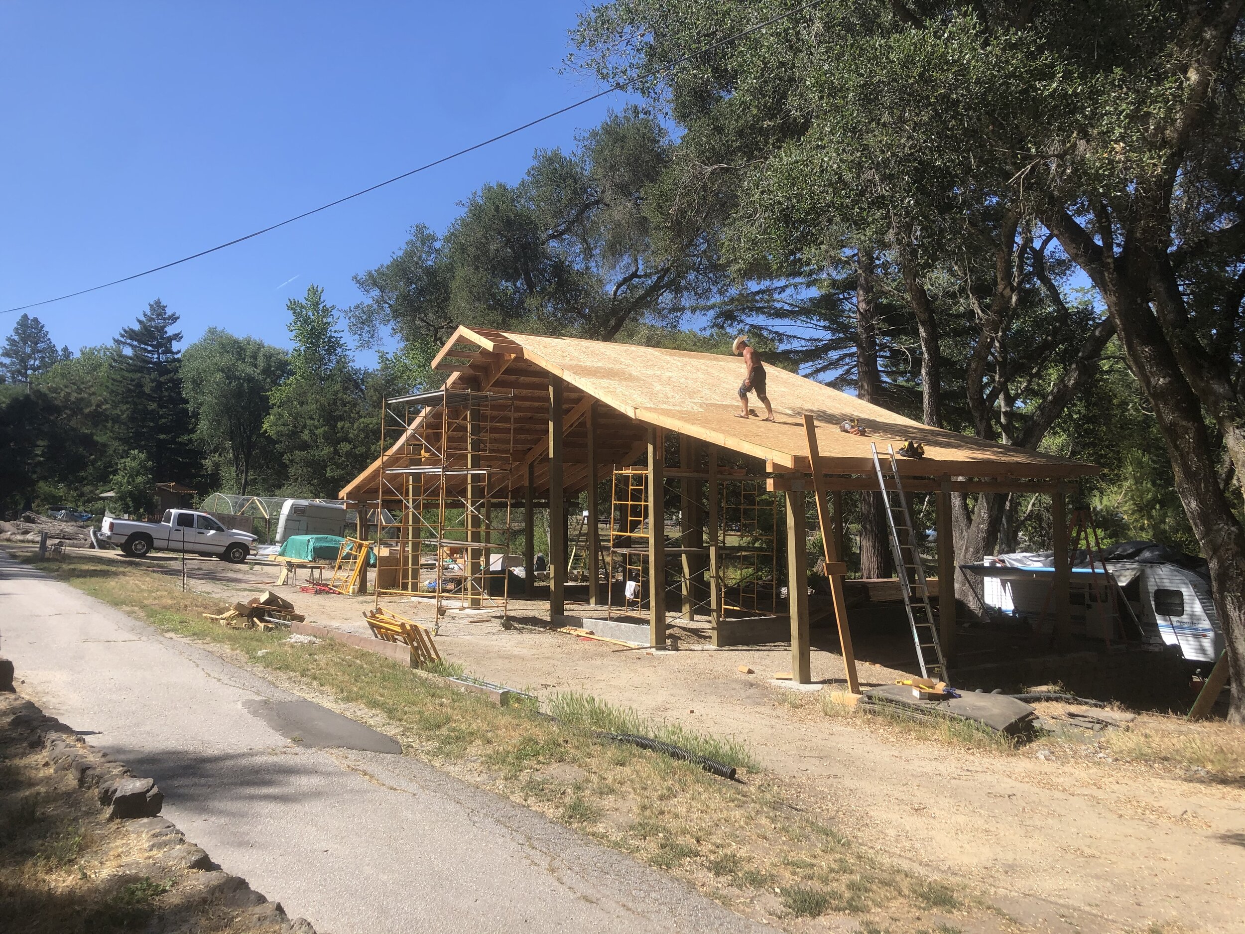 Roof sheath is on.