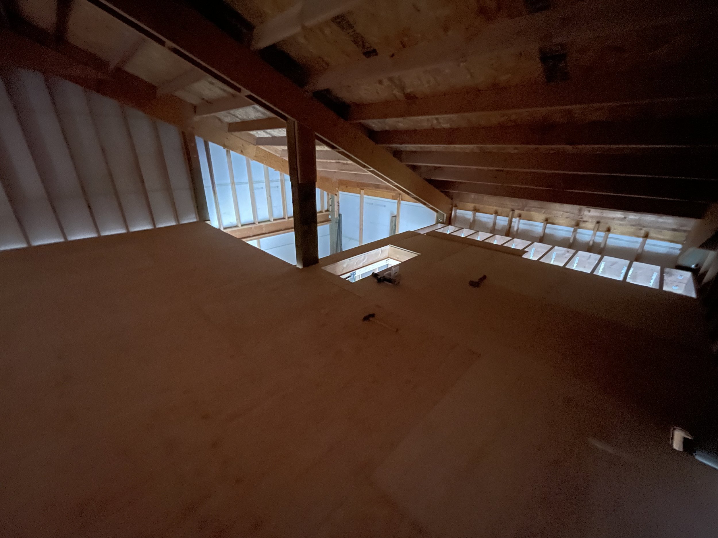 Adding the pull down ladder and sectioning off the hay elevator area