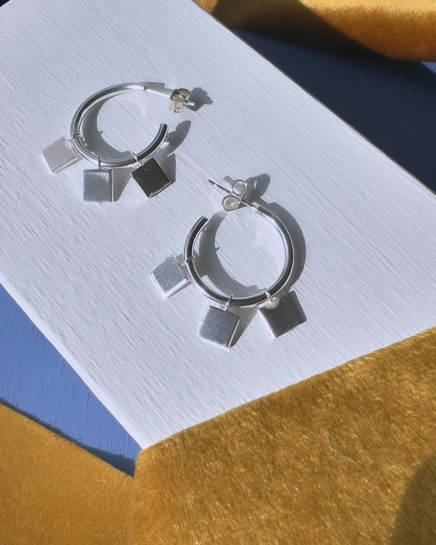 Hoop and Square Silver Earrings.jpeg