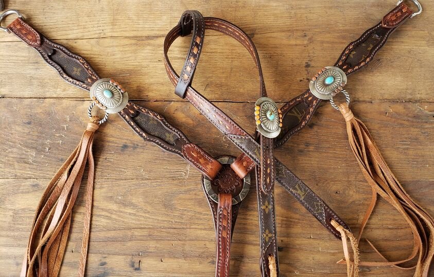 Western Saddle Horse Louis Vuitton Brown Leather Tack Set Bridle +