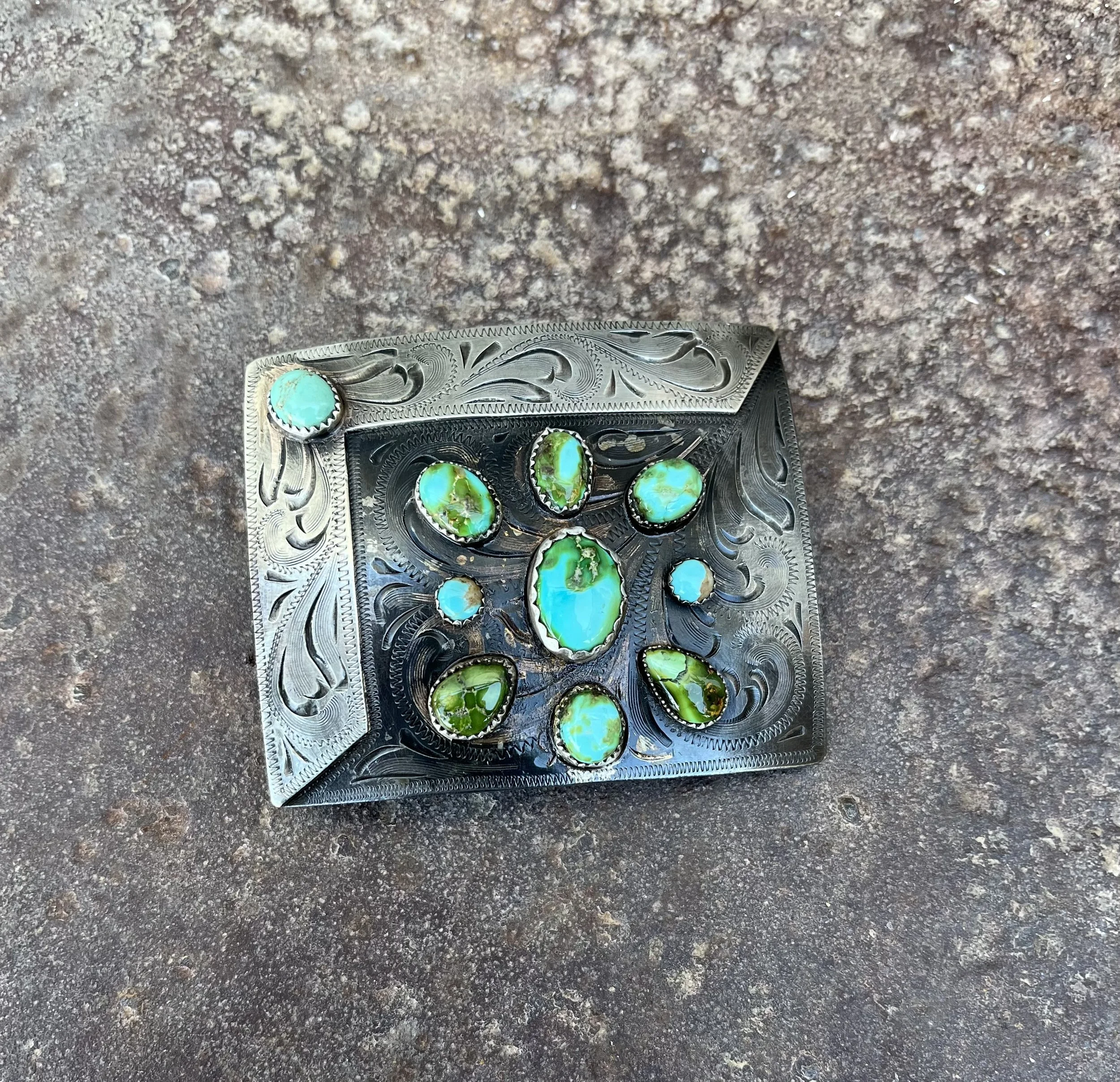 CM Custom Solid Belt Buckle with Sonoran Gold Stones