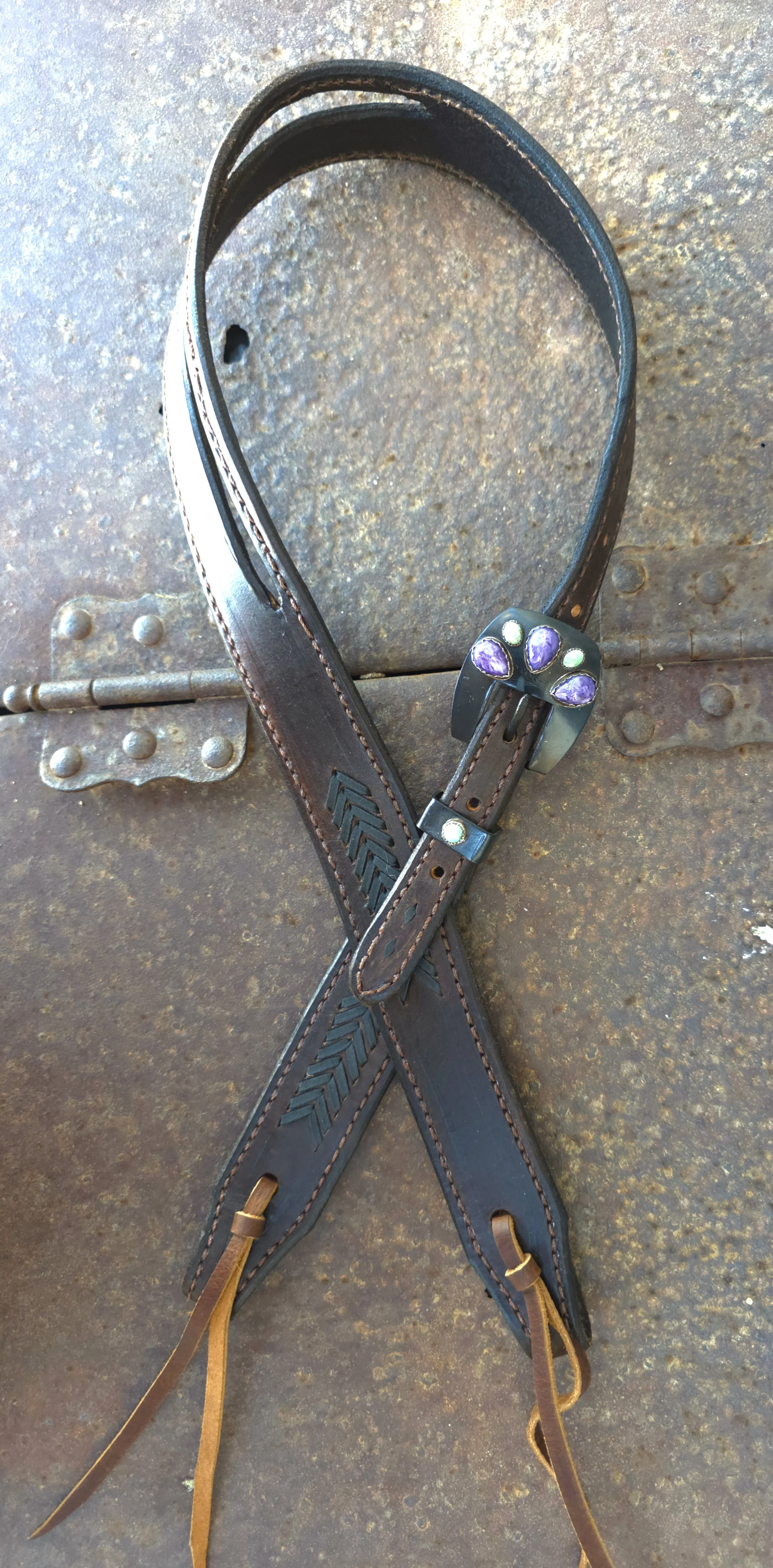 Split Ear Headstall with CM Custom Amethyst and Turquoise Buckle