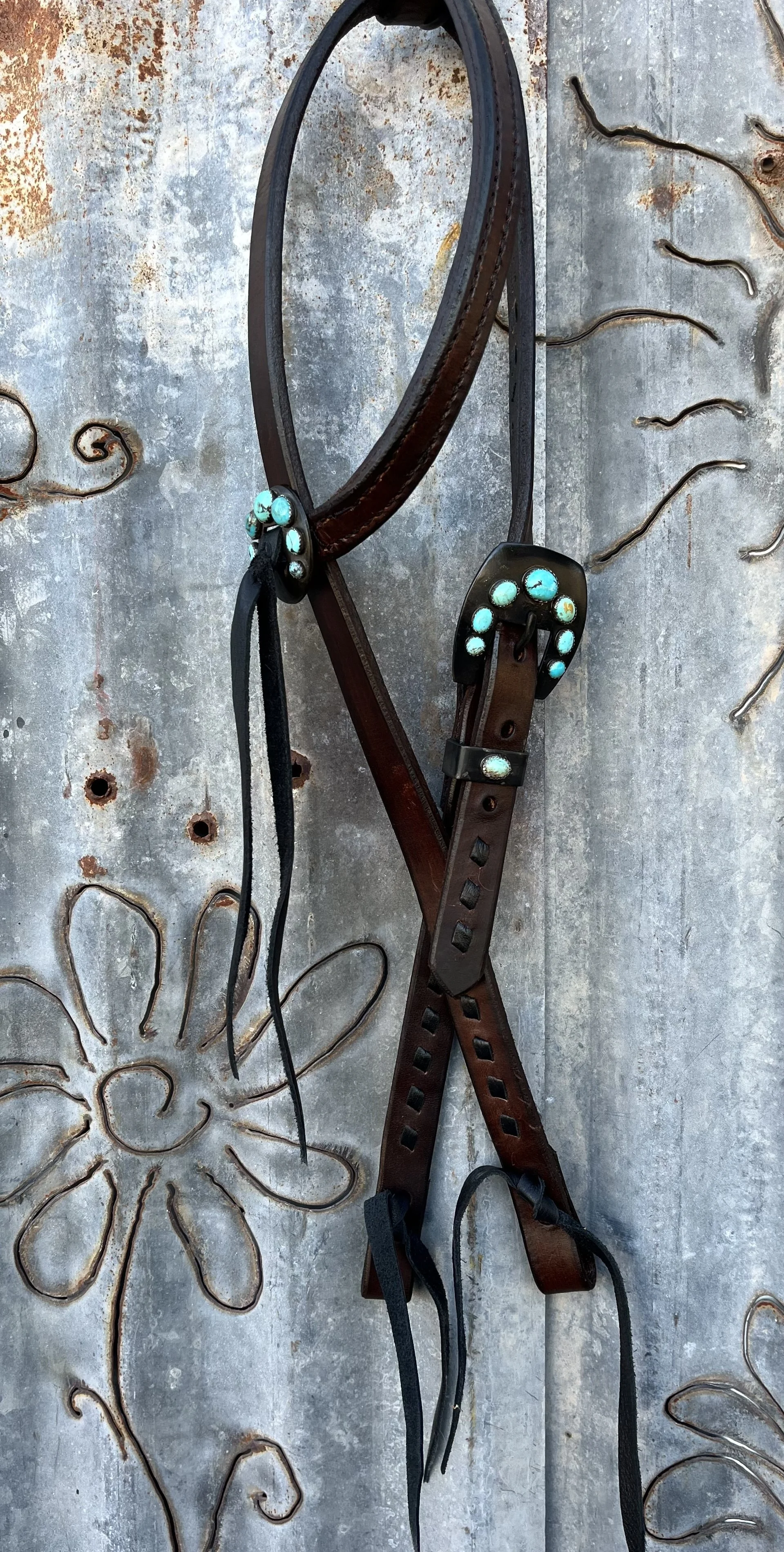 CM Custom Iron and Turquoise Single Ear Headstall
