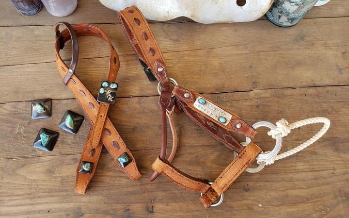 Klassy Cowgirl Leather Headstall & Breast Collar Set w/ Louis