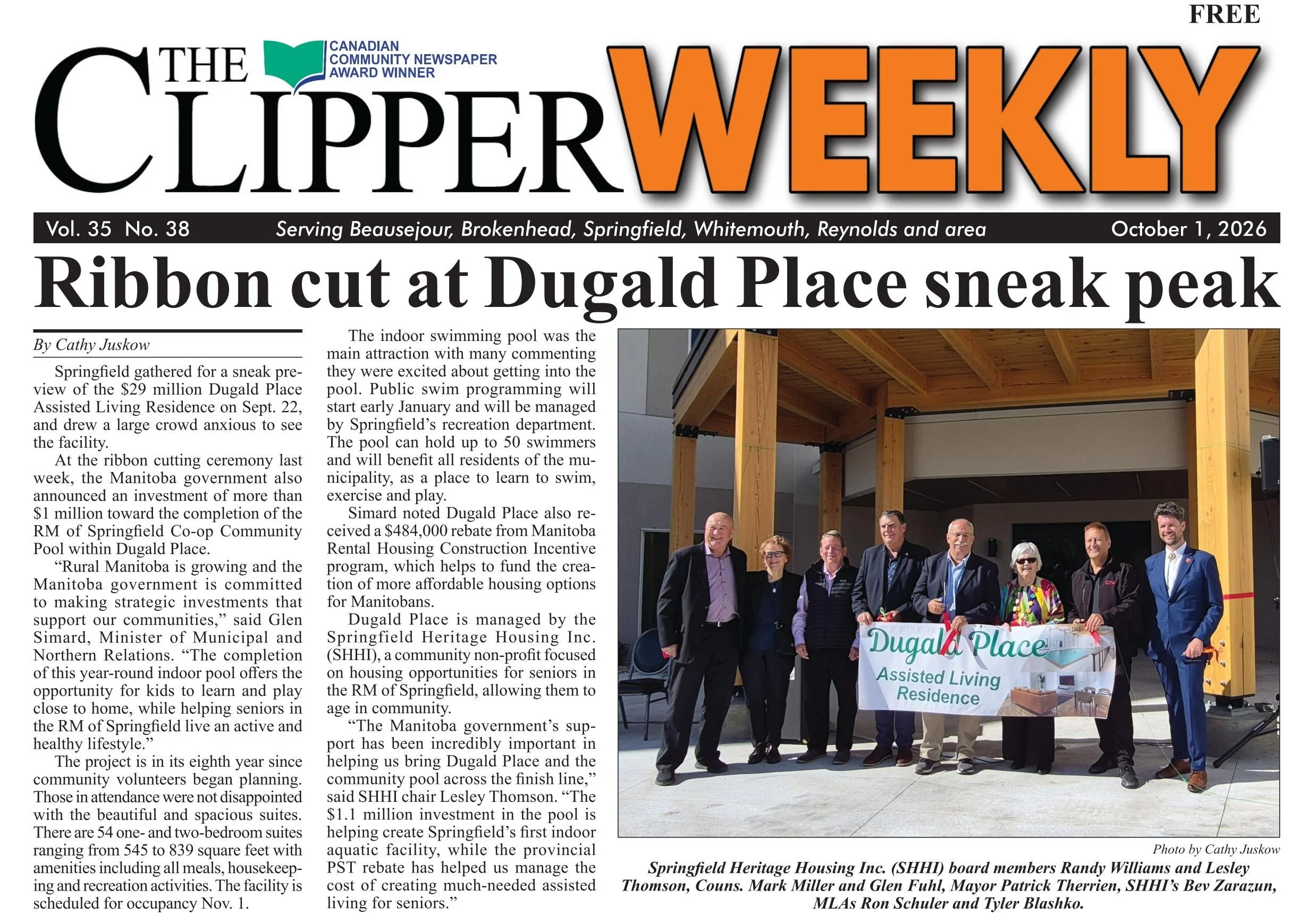Ribbon cut at Dugald Place Sneak Peak - The Clipper Weekly
