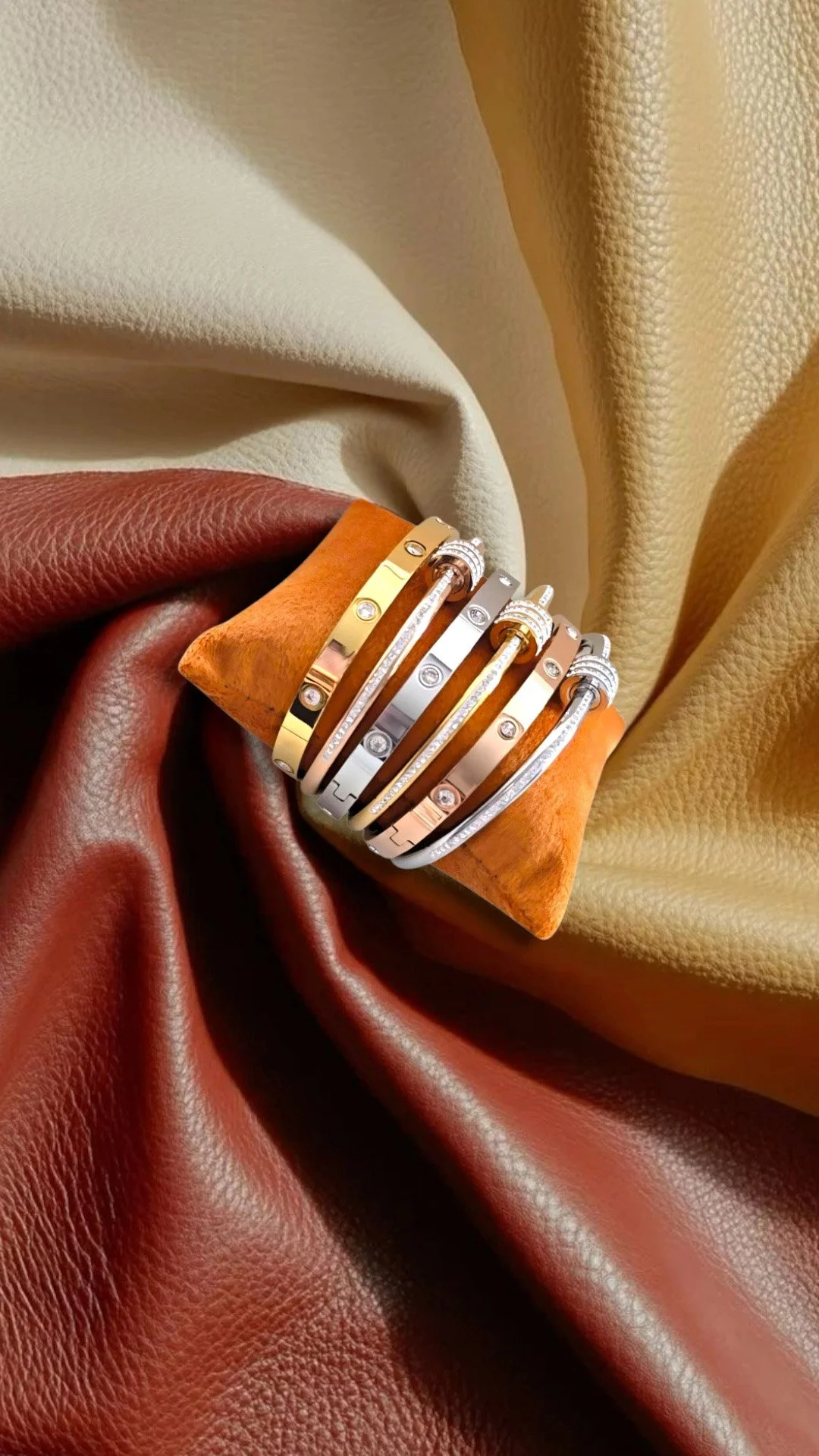 TAN LEATHER STACK |Capsule Cuff Collection
