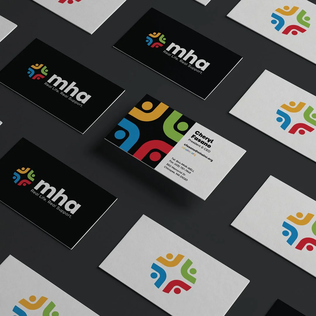 business cards on black background