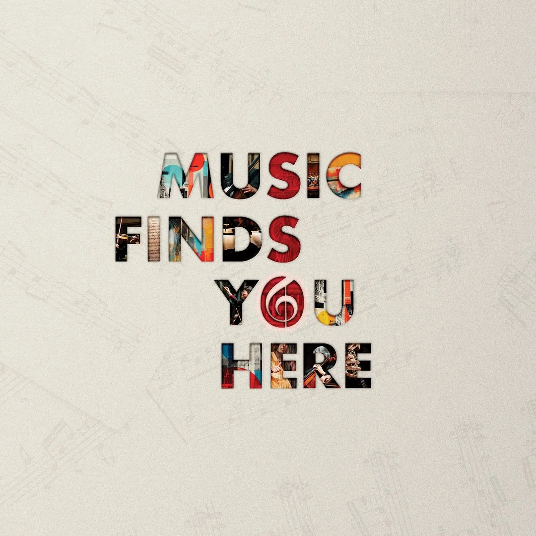 Music finds you here season tagline, SSO highlighted in red