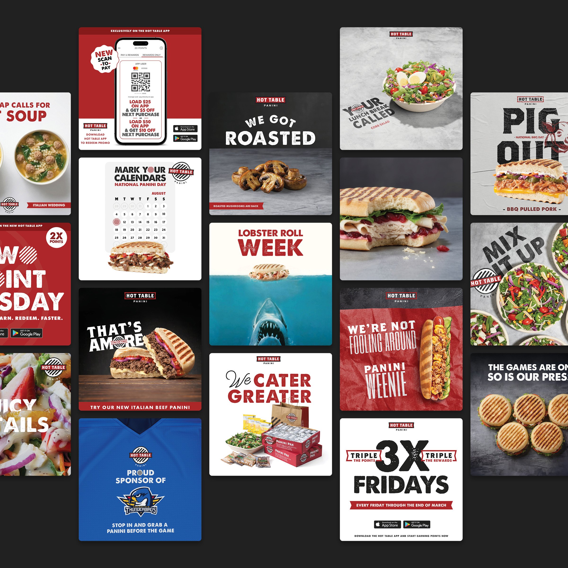 Hot Table social media grid of concepts