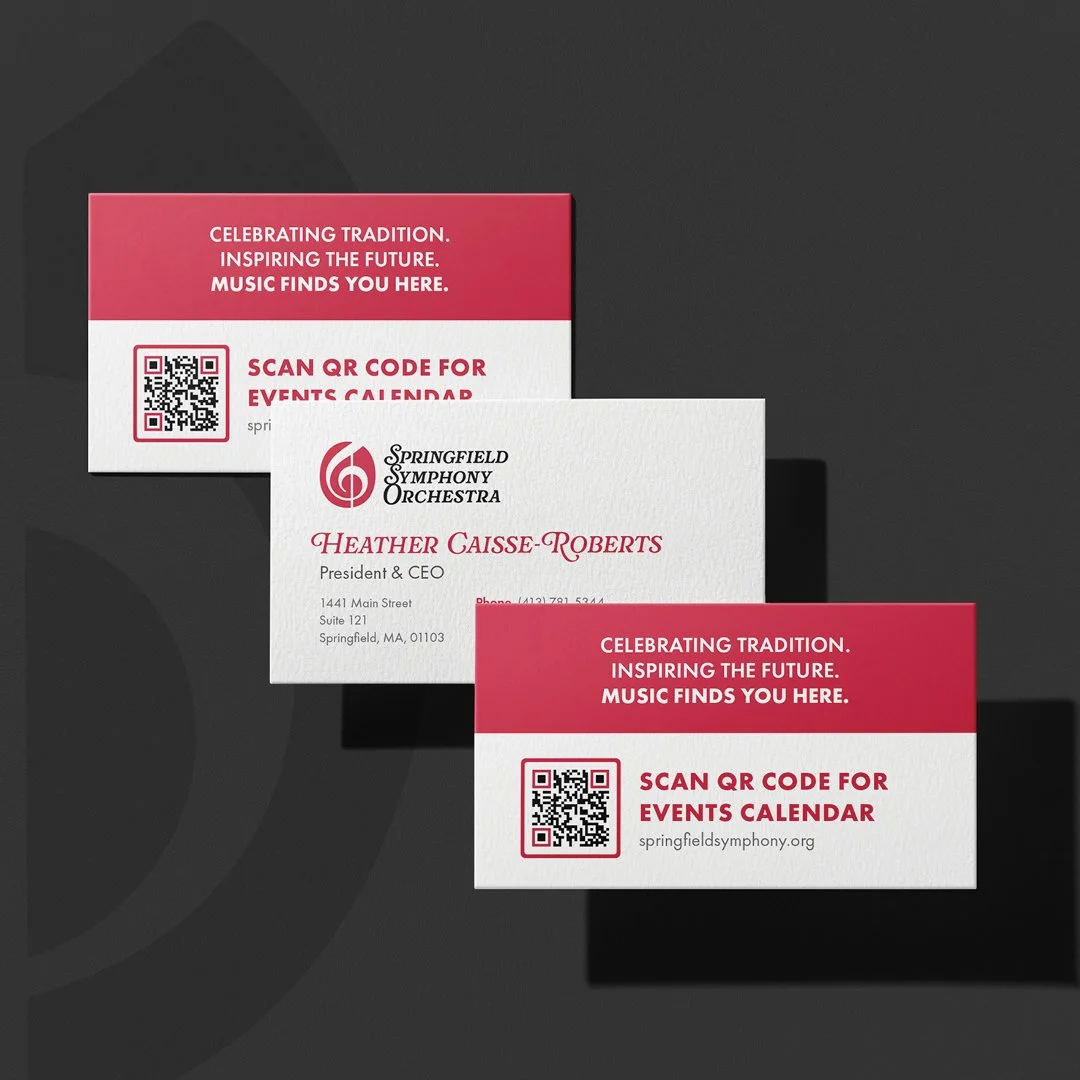 Stack of business cards, qr code with events calendar
